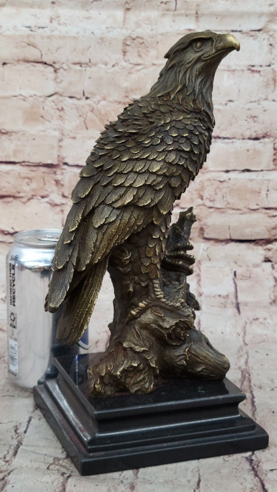 Art Deco Sculpture Sitting Eagle Falcon Hawk Bronze Statue Figurine Figure Gift