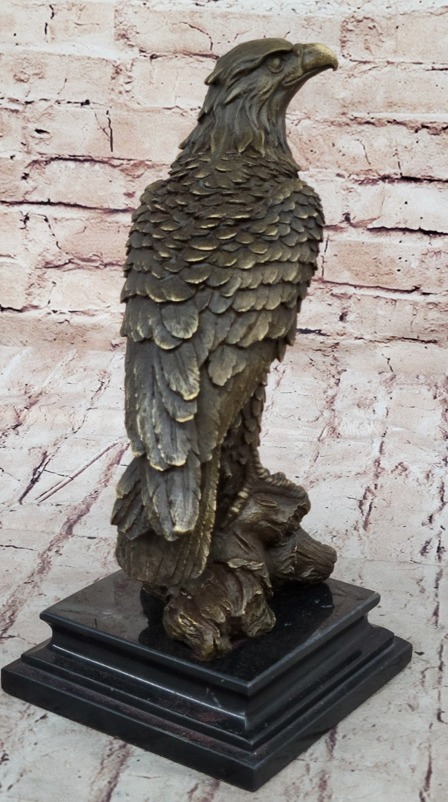 Art Deco Sculpture Sitting Eagle Falcon Hawk Bronze Statue Figurine Figure Gift