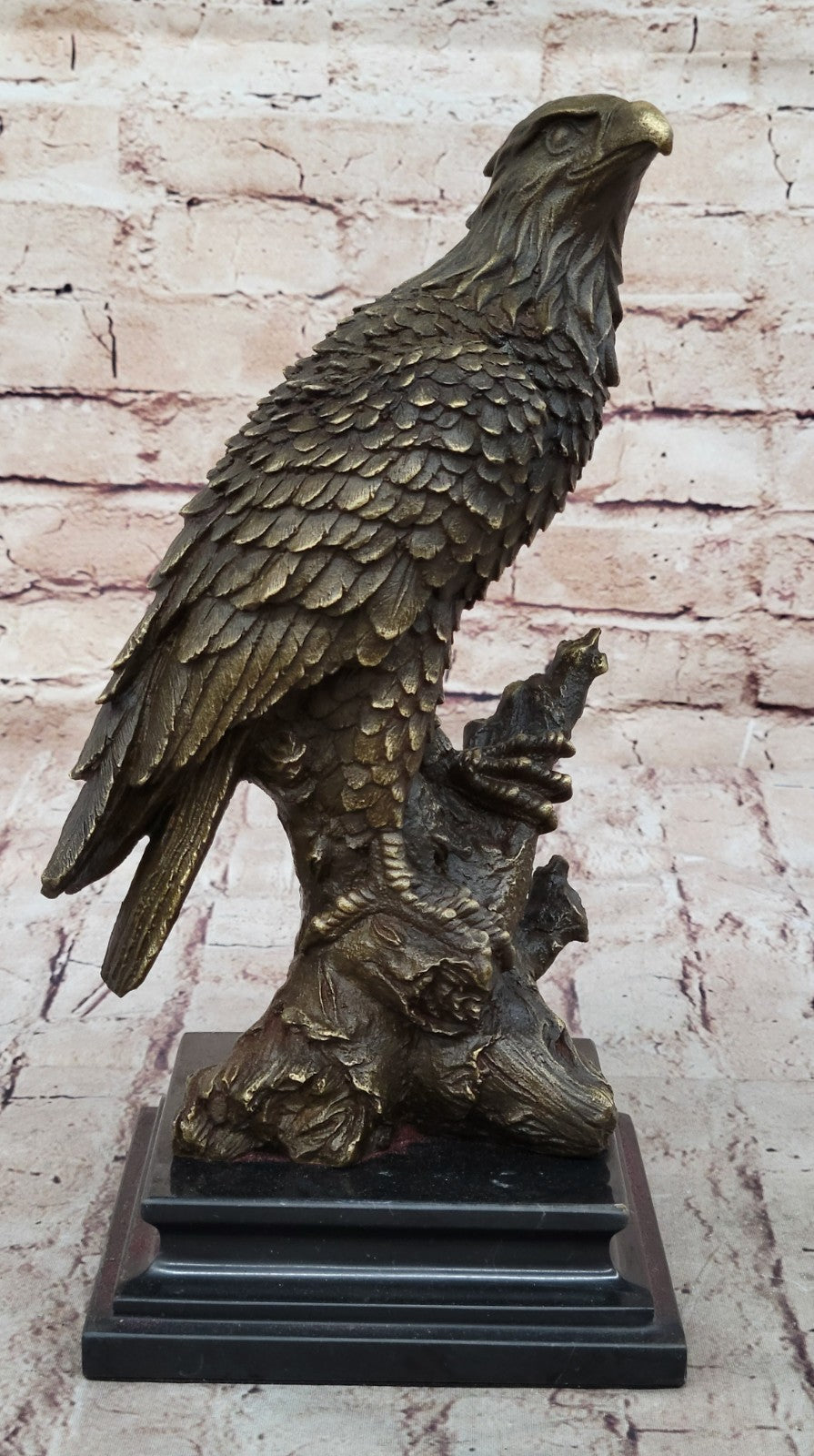 Art Deco Sculpture Sitting Eagle Falcon Hawk Bronze Statue Figurine Figure Gift