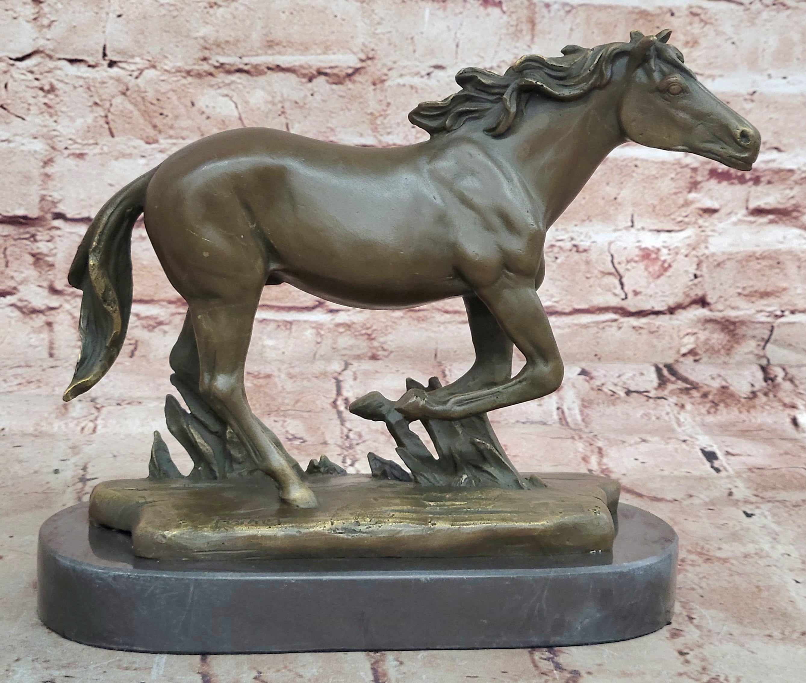 Arabian Horse Figurine: Solid Bronze Statue for Farmhouse or Cabin Decor