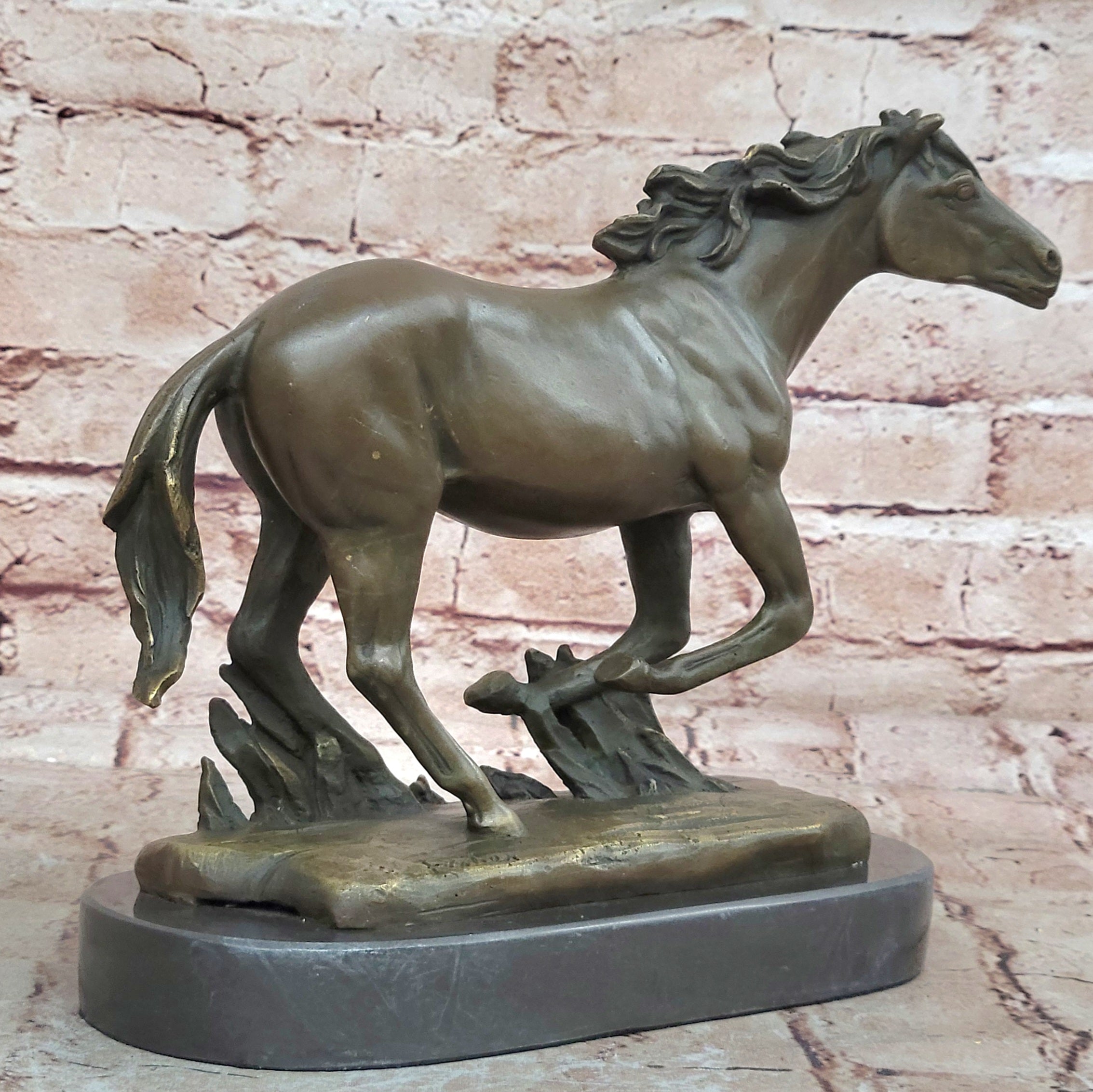 Arabian Horse Figurine: Solid Bronze Statue for Farmhouse or Cabin Decor