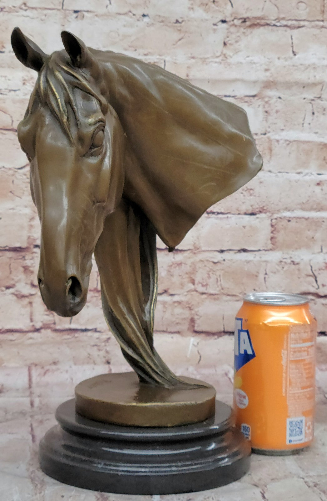 BEAUTIFUL PURE BRONZE MOUNTED HORSE STATUE BUST ART DECO MARBLE BASE SCULPTURE