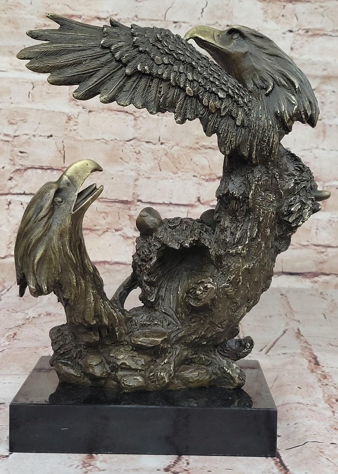 Nature`s Symphony: Bear, Eagle, and Buffalo Bronze Sculpture by Artist Milo