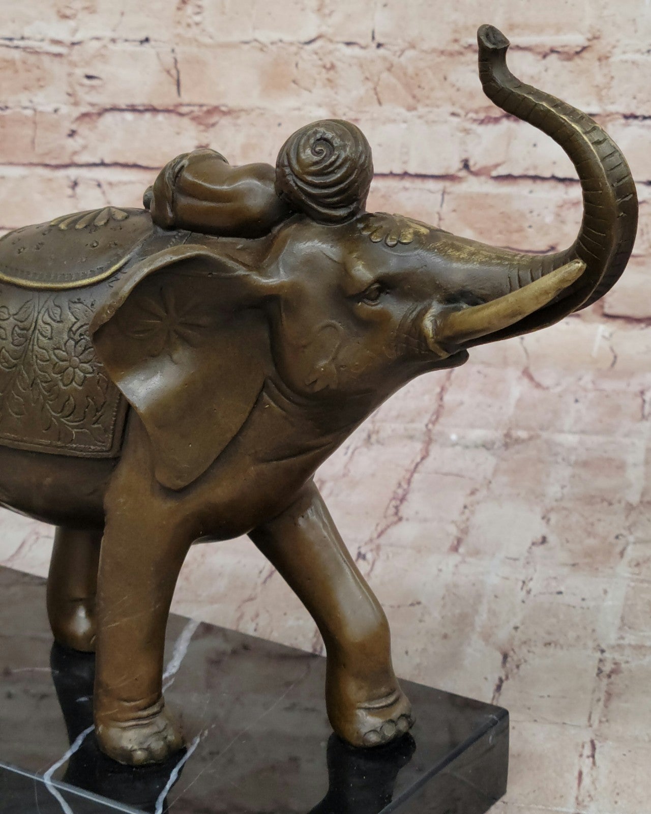 Genuine Bronze Statue: Barye Indian Boy Sleeping on Elephant Fine Art Sculpture Figure