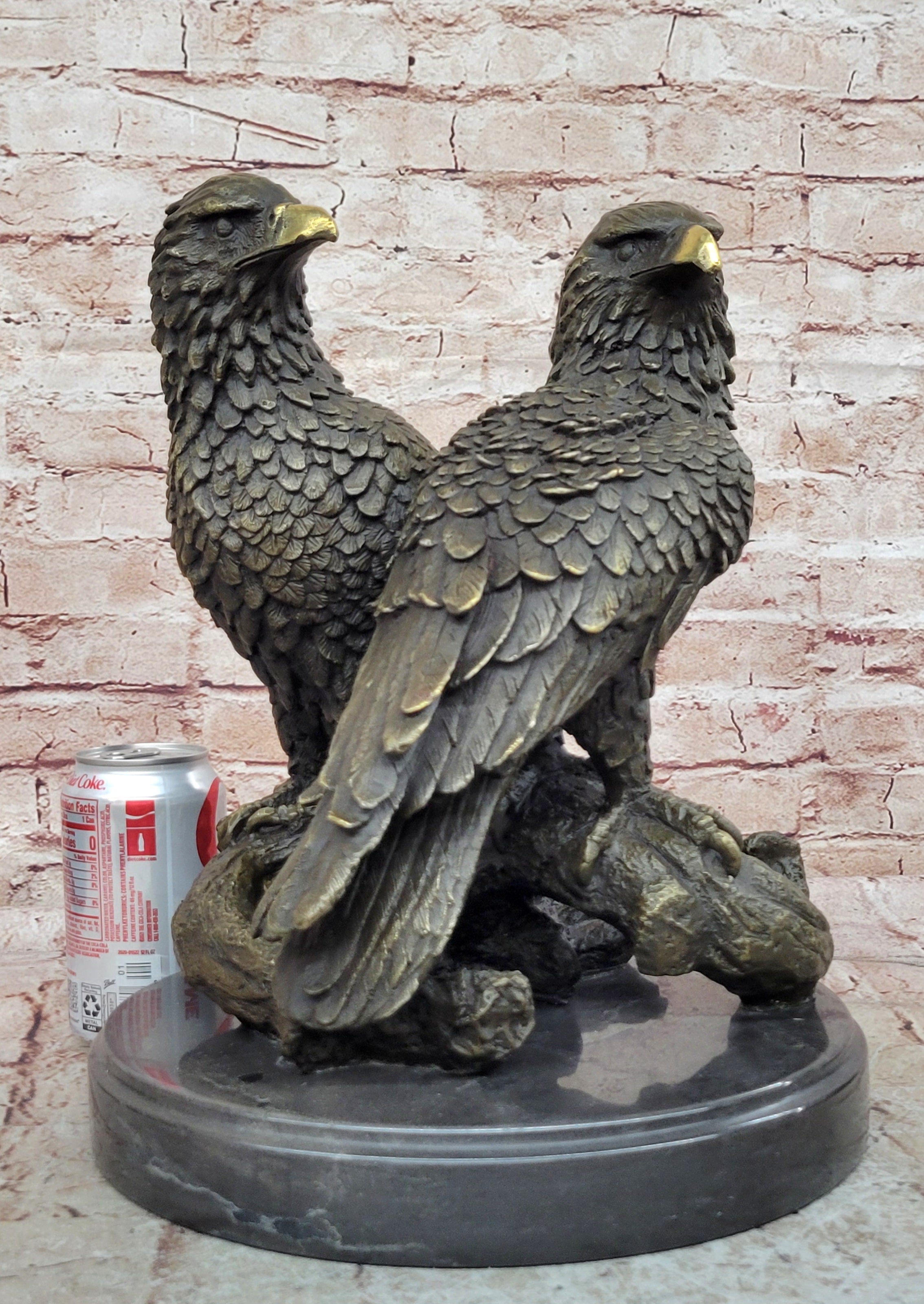 Handmade Milo Bronze Sculpture: Lifelike Eagles in Lost Wax Technique