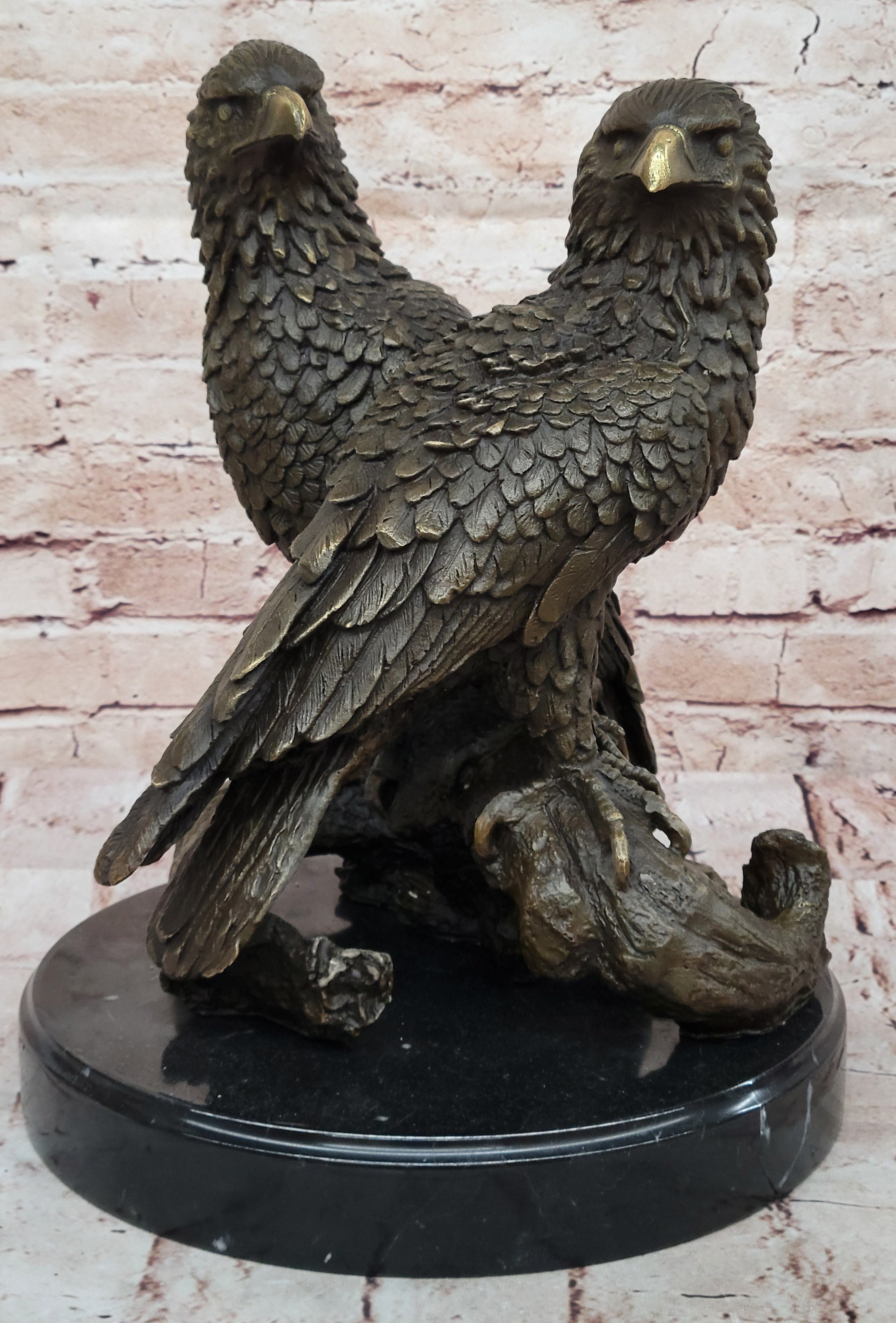 Handmade Milo Bronze Sculpture: Lifelike Eagles in Lost Wax Technique