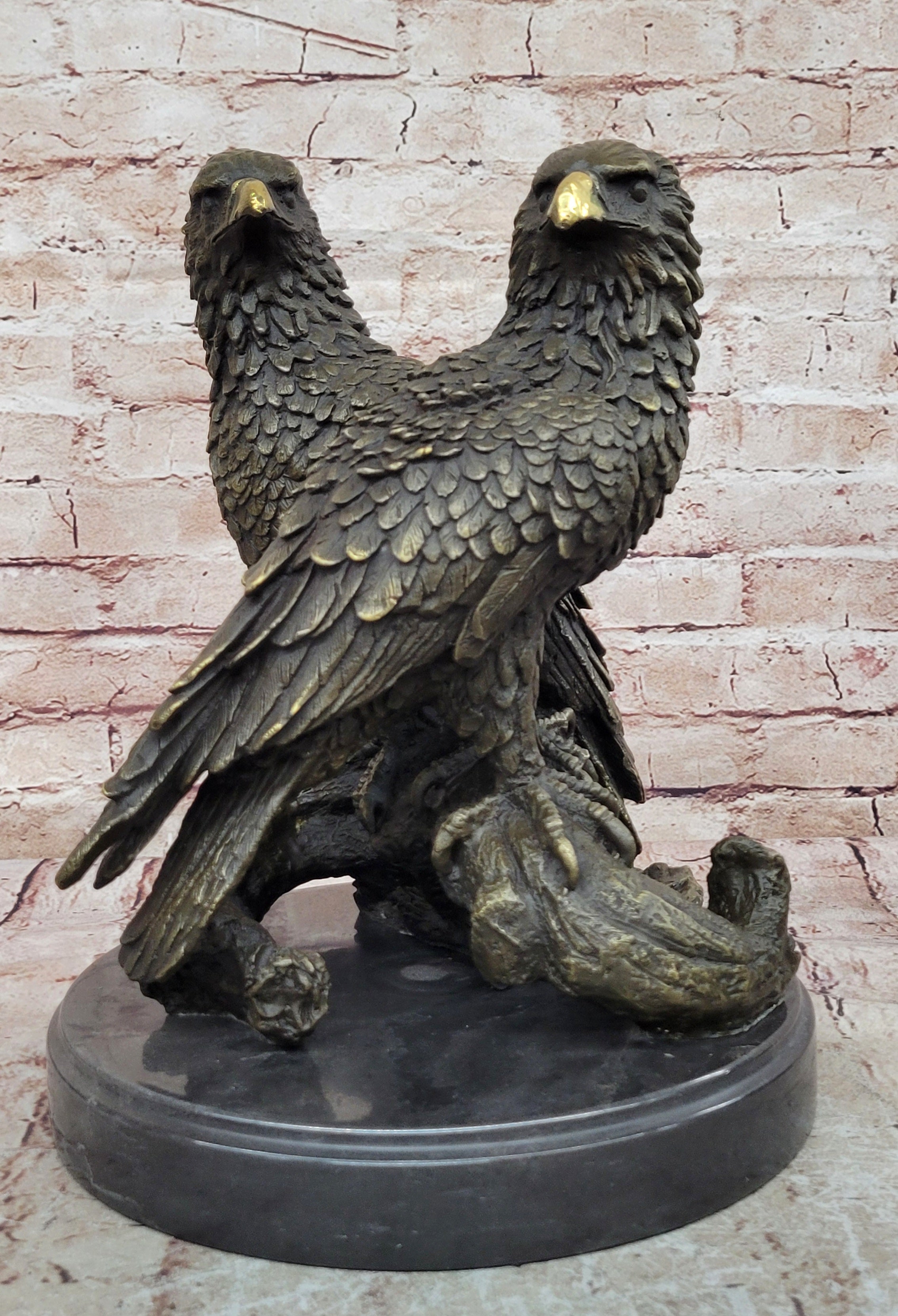 Handmade Milo Bronze Sculpture: Lifelike Eagles in Lost Wax Technique