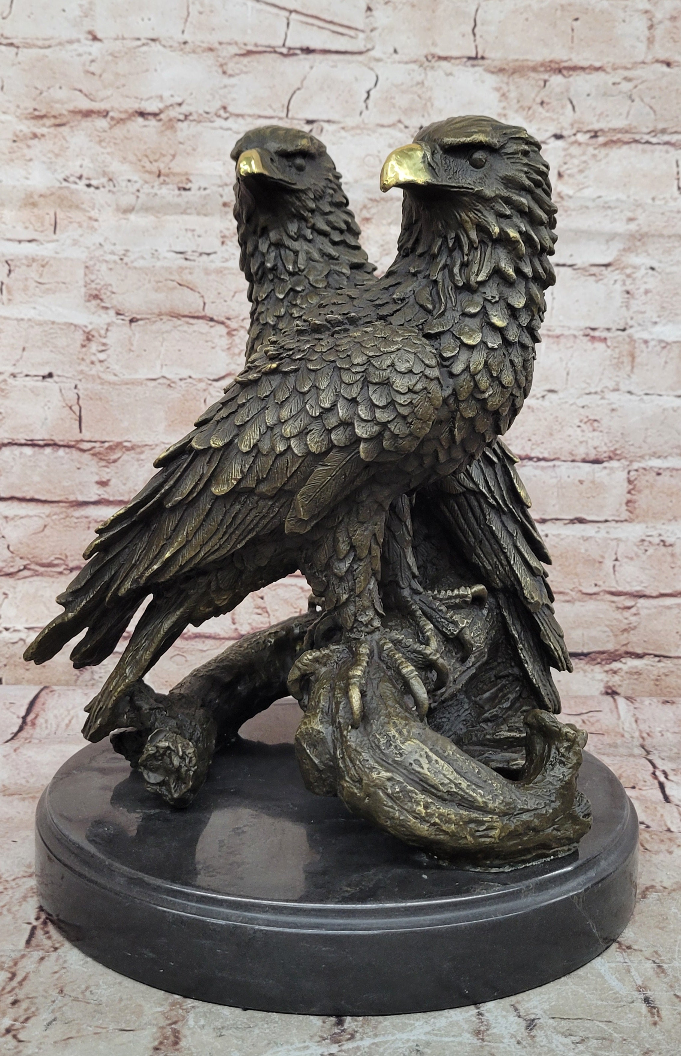 Handmade Milo Bronze Sculpture: Lifelike Eagles in Lost Wax Technique