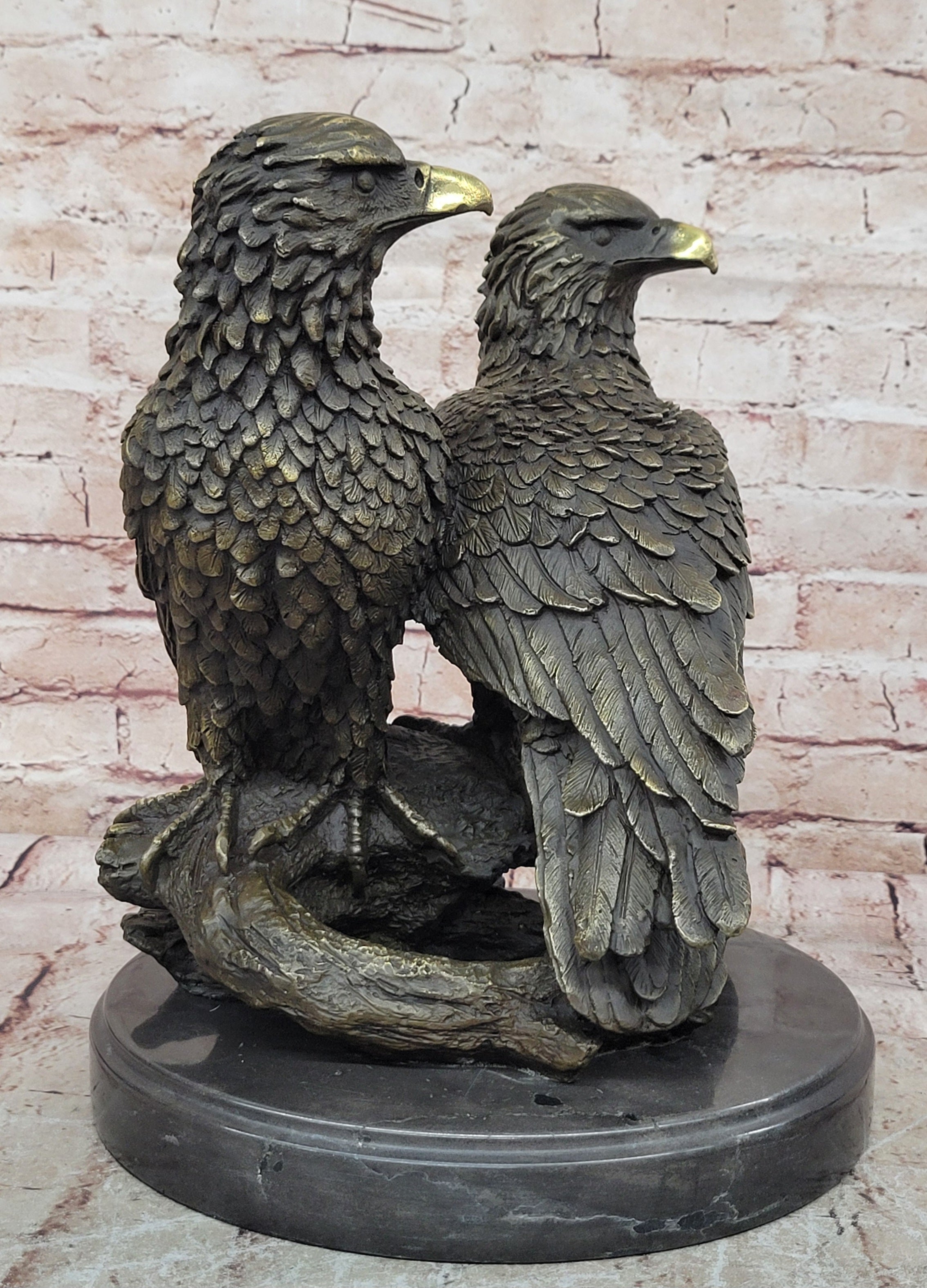 Handmade Milo Bronze Sculpture: Lifelike Eagles in Lost Wax Technique
