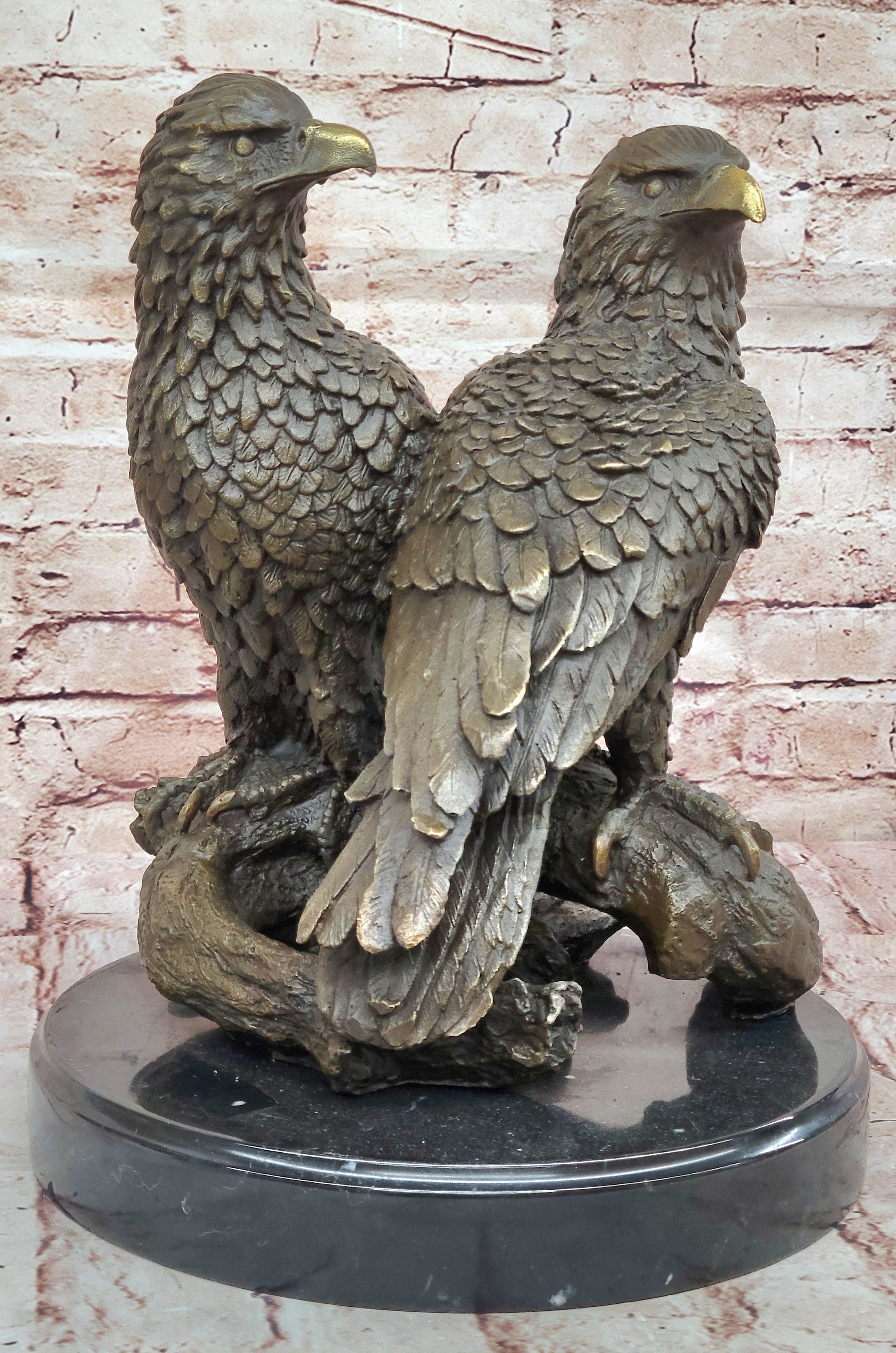Handmade Milo Bronze Sculpture: Lifelike Eagles in Lost Wax Technique