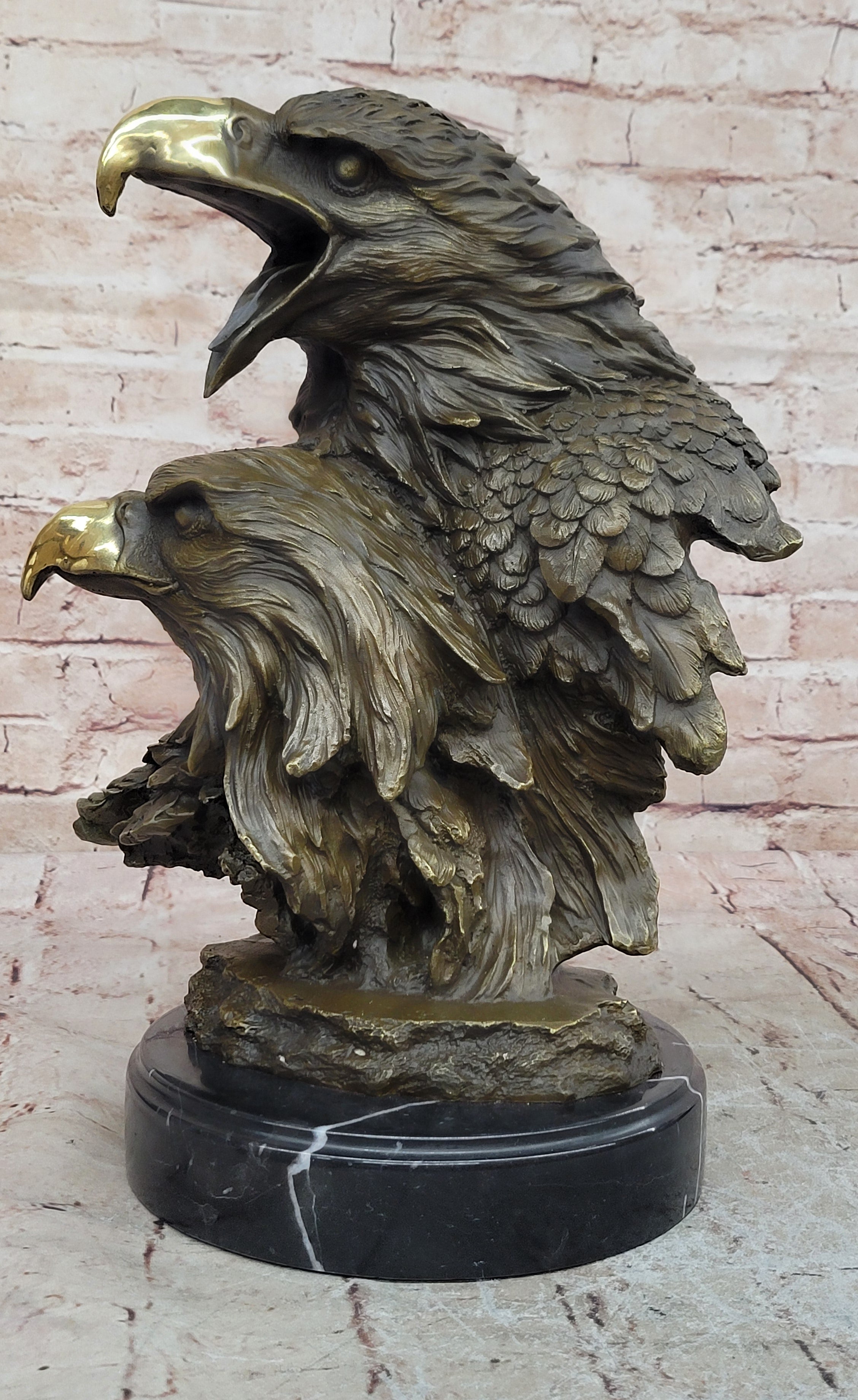 Milo Double Eagle Handcrafted Bronze Statue Sculpture Artwork Wildlife Figurine