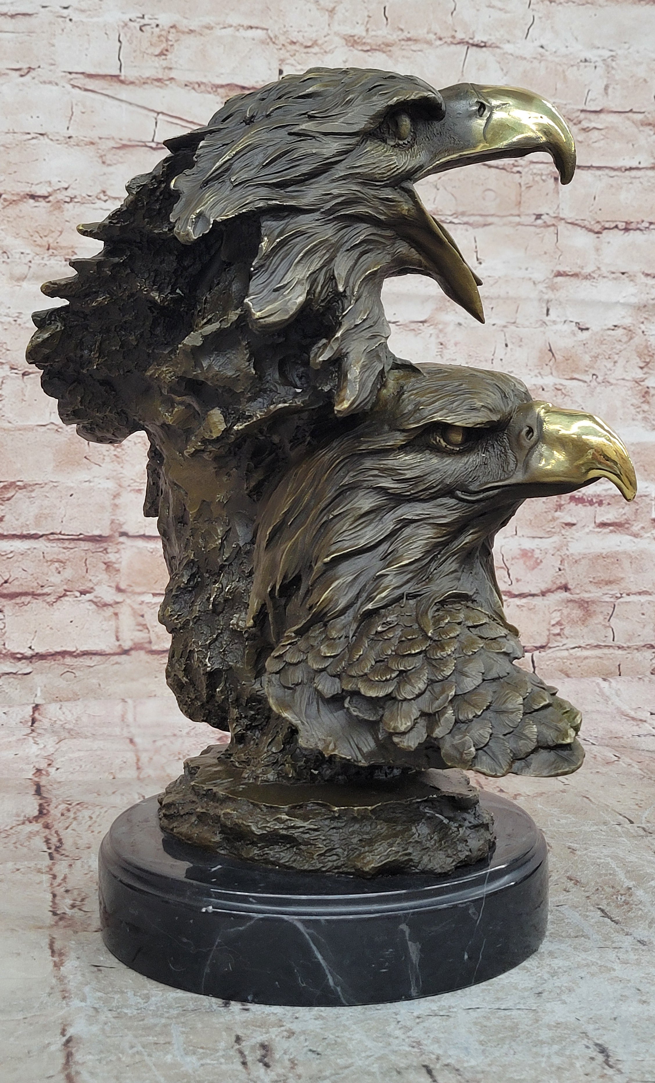 Milo Double Eagle Handcrafted Bronze Statue Sculpture Artwork Wildlife Figurine