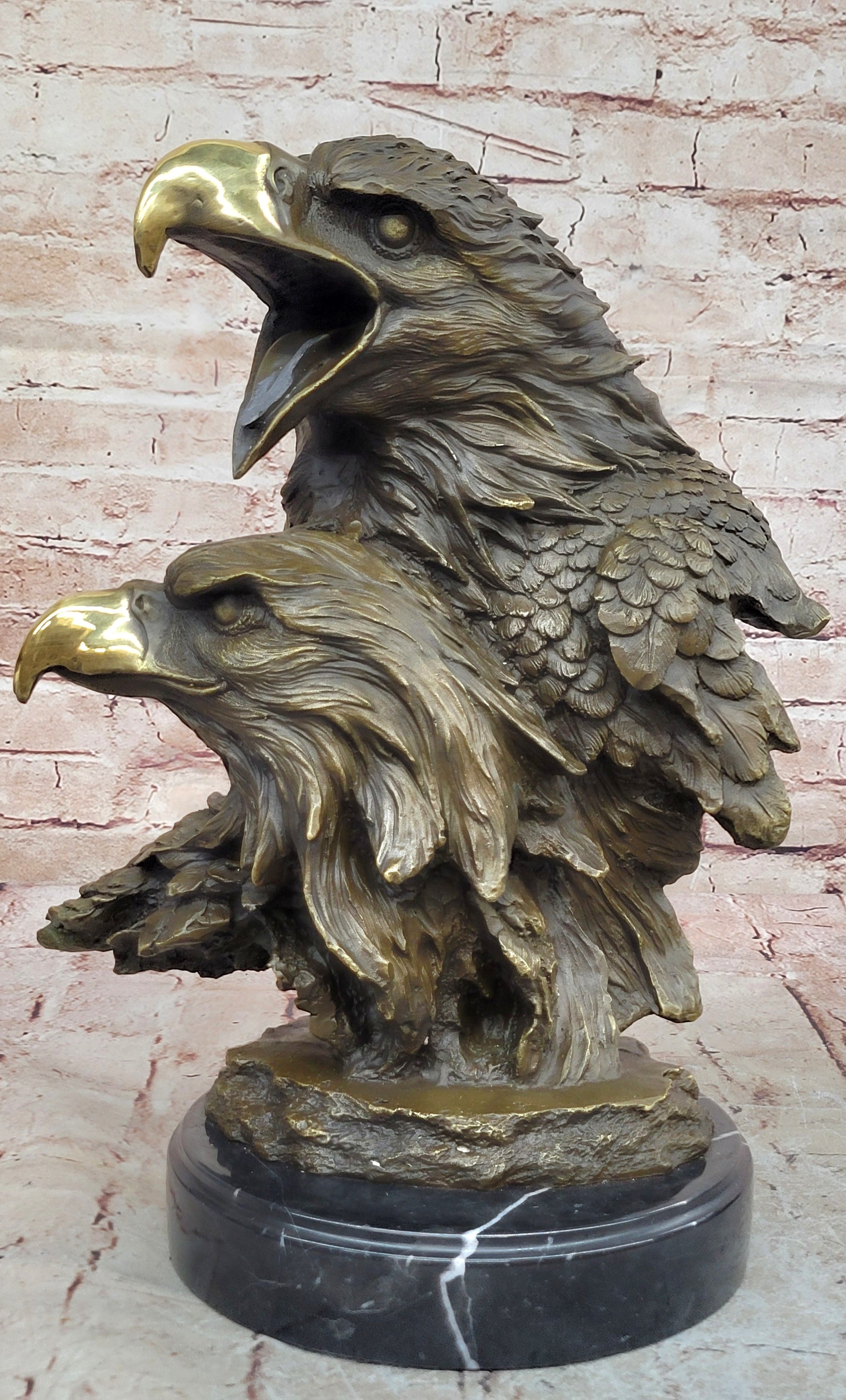 Milo Double Eagle Handcrafted Bronze Statue Sculpture Artwork Wildlife Figurine