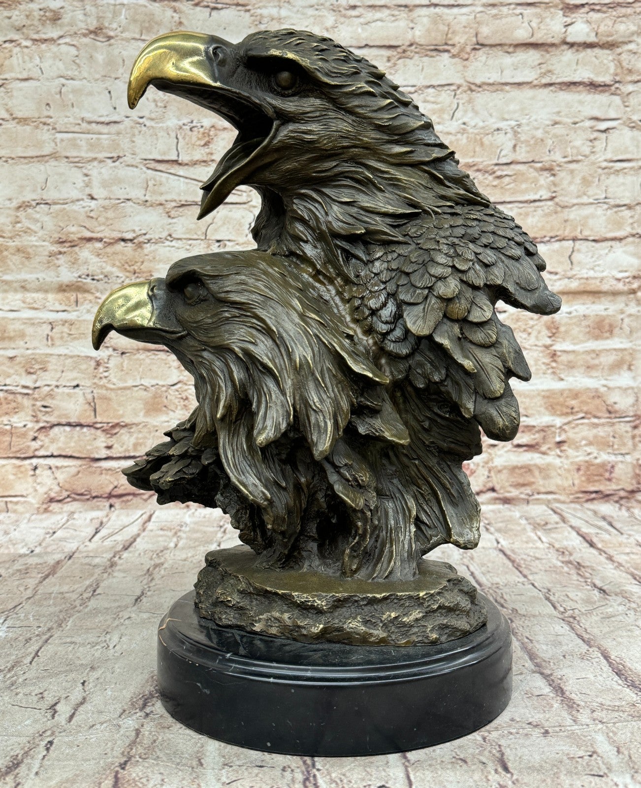 Milo Double Eagle Handcrafted Bronze Statue Sculpture Artwork Wildlife Figurine