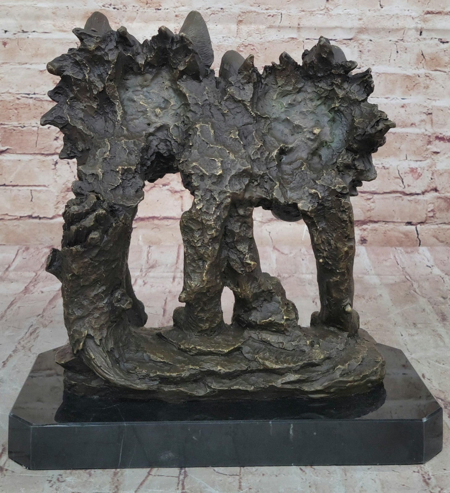 Collectible Bronze Figurine: Two Wolf Wolves Head Bust by Williams Decor