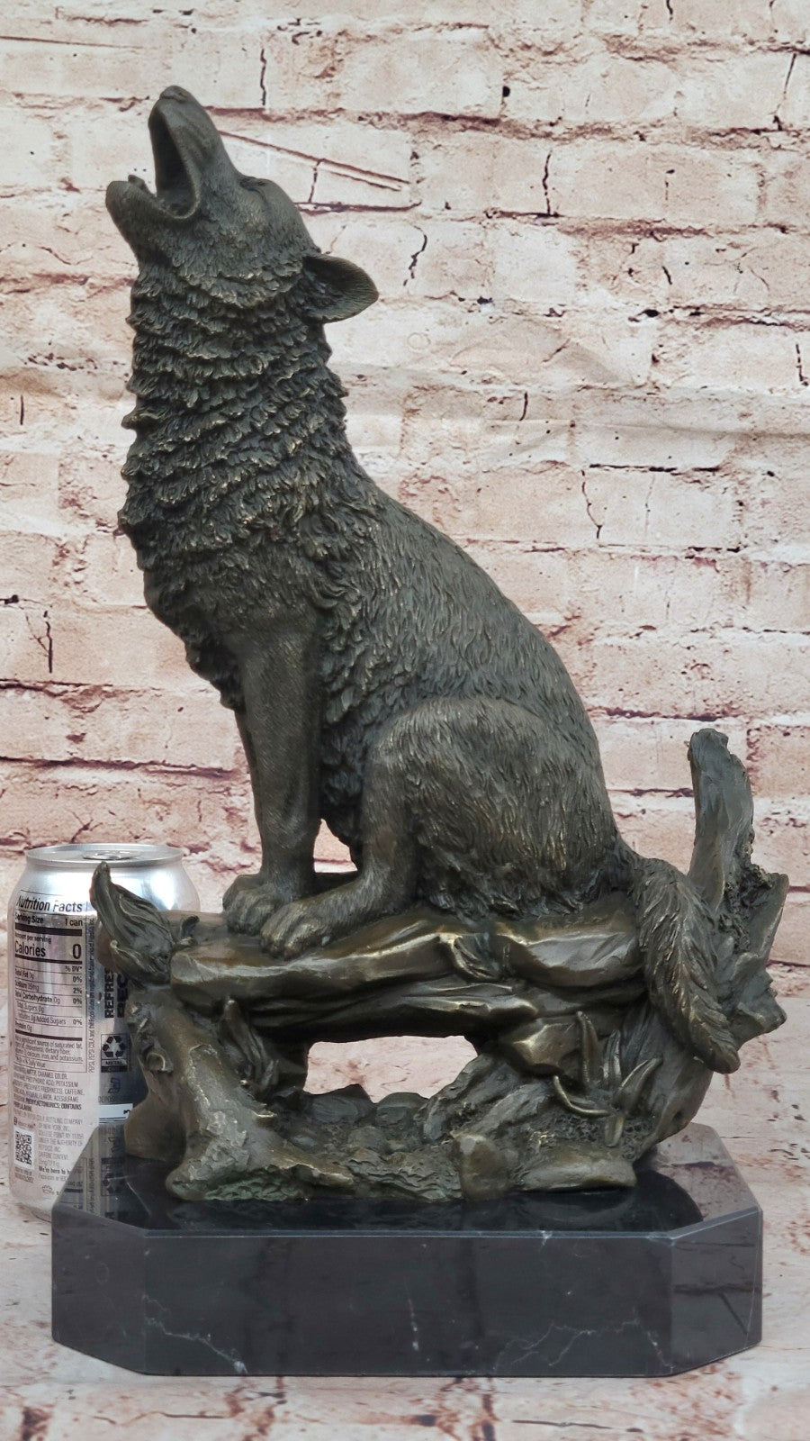 Milo Wildlife Bronze Sculpture | Large Wolf on Cliff Statue Art Deco Cabin Office Decor