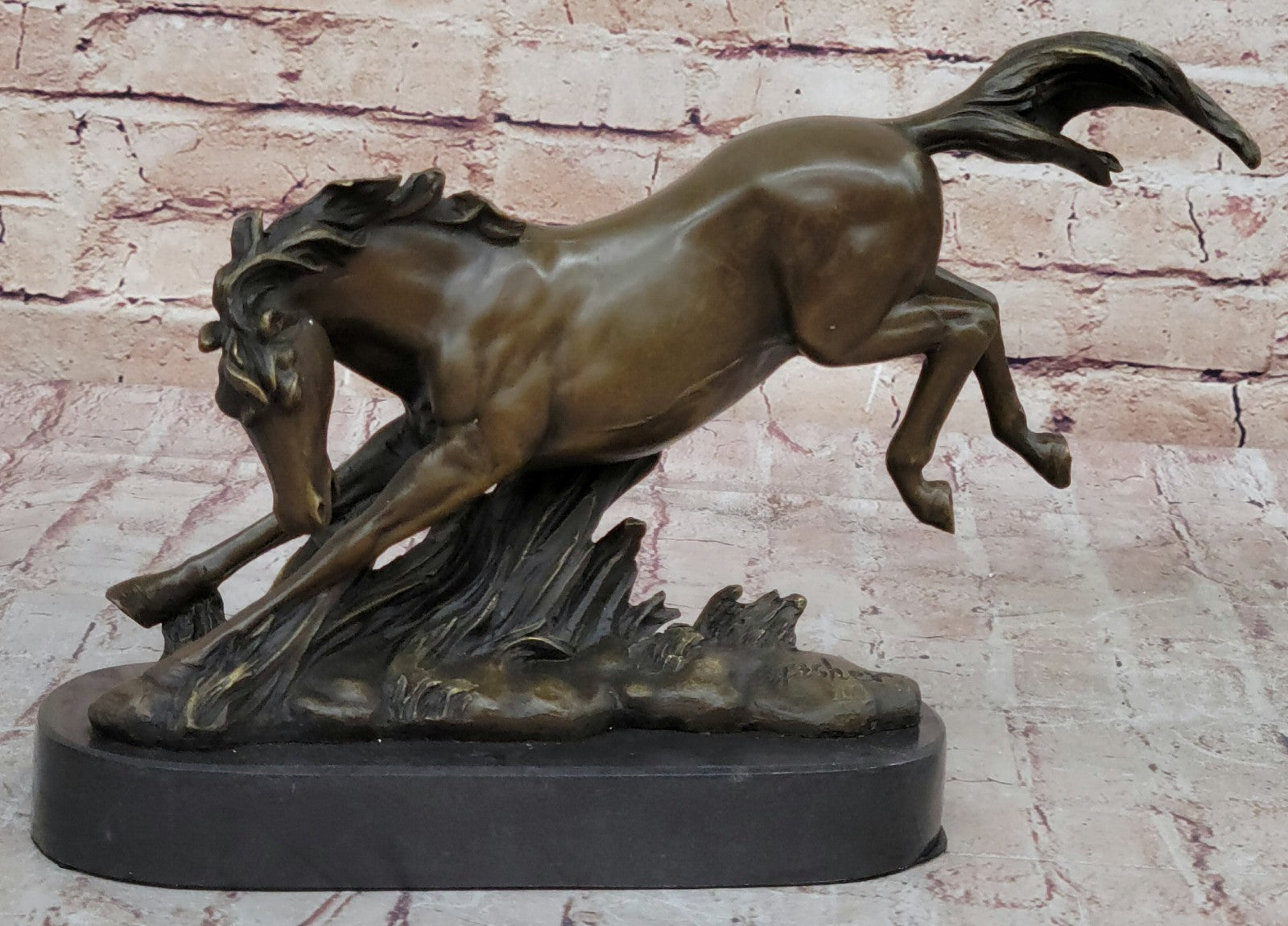 Signed Original Fisher Art: Graceful Wild Horse Bronze Sculpture Hand Made