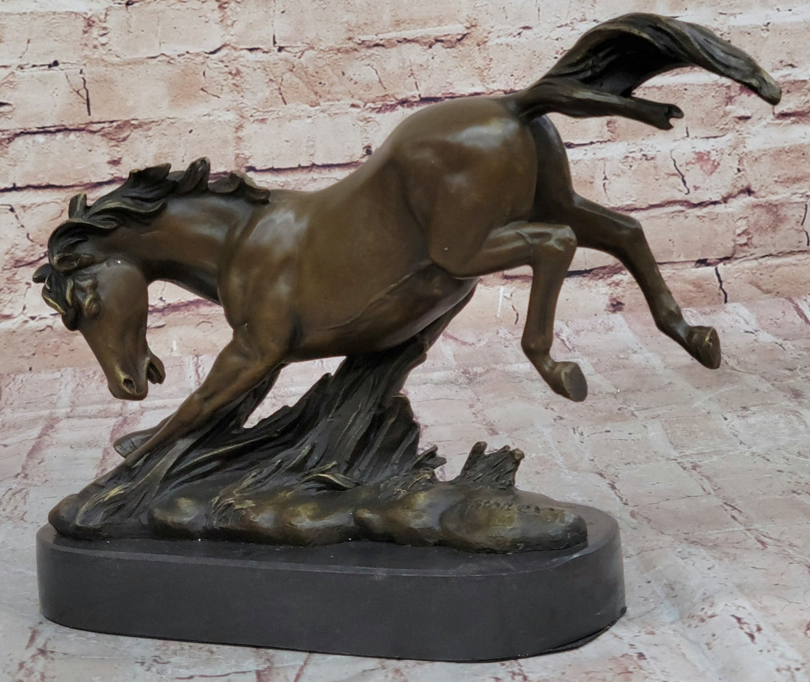 Signed Original Fisher Art: Graceful Wild Horse Bronze Sculpture Hand Made