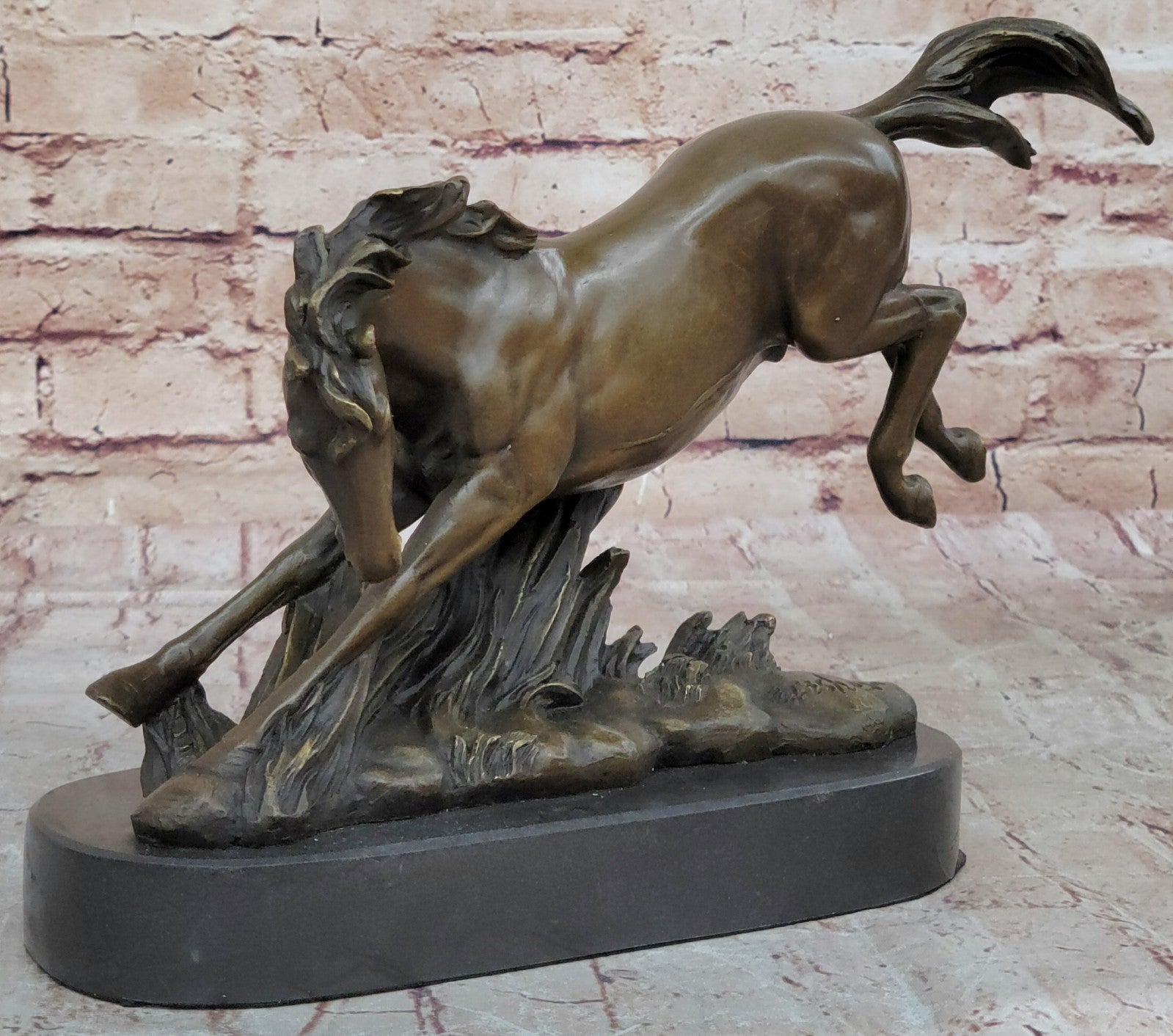 Signed Original Fisher Art: Graceful Wild Horse Bronze Sculpture Hand Made