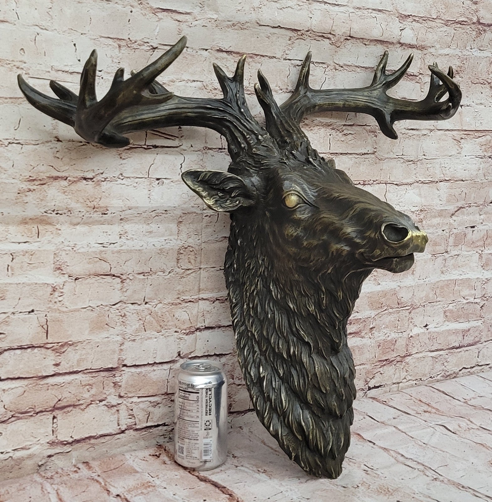 SUPERB Vintage Victorian Gilt Bronze Wall Mount with Bronze Stag 23" Lost Wax