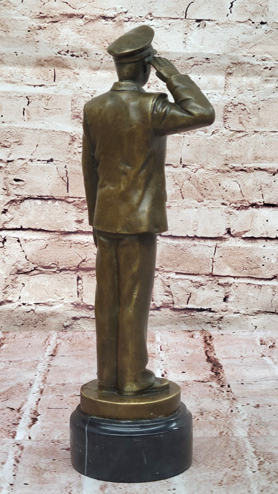 Police Officer Law Enforcement Gun Revolver Bronze Marble Statue Gift Sculpture