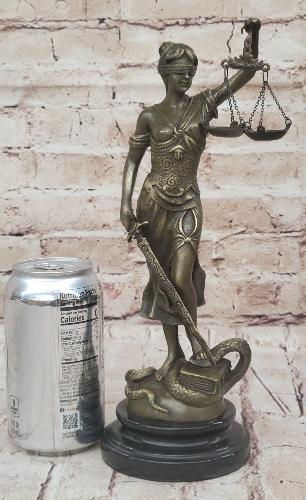 BRONZE BLIND JUSTICE LAW MARBLE STATUE LADY SCALE Sculpture Nouveau Art Figurine