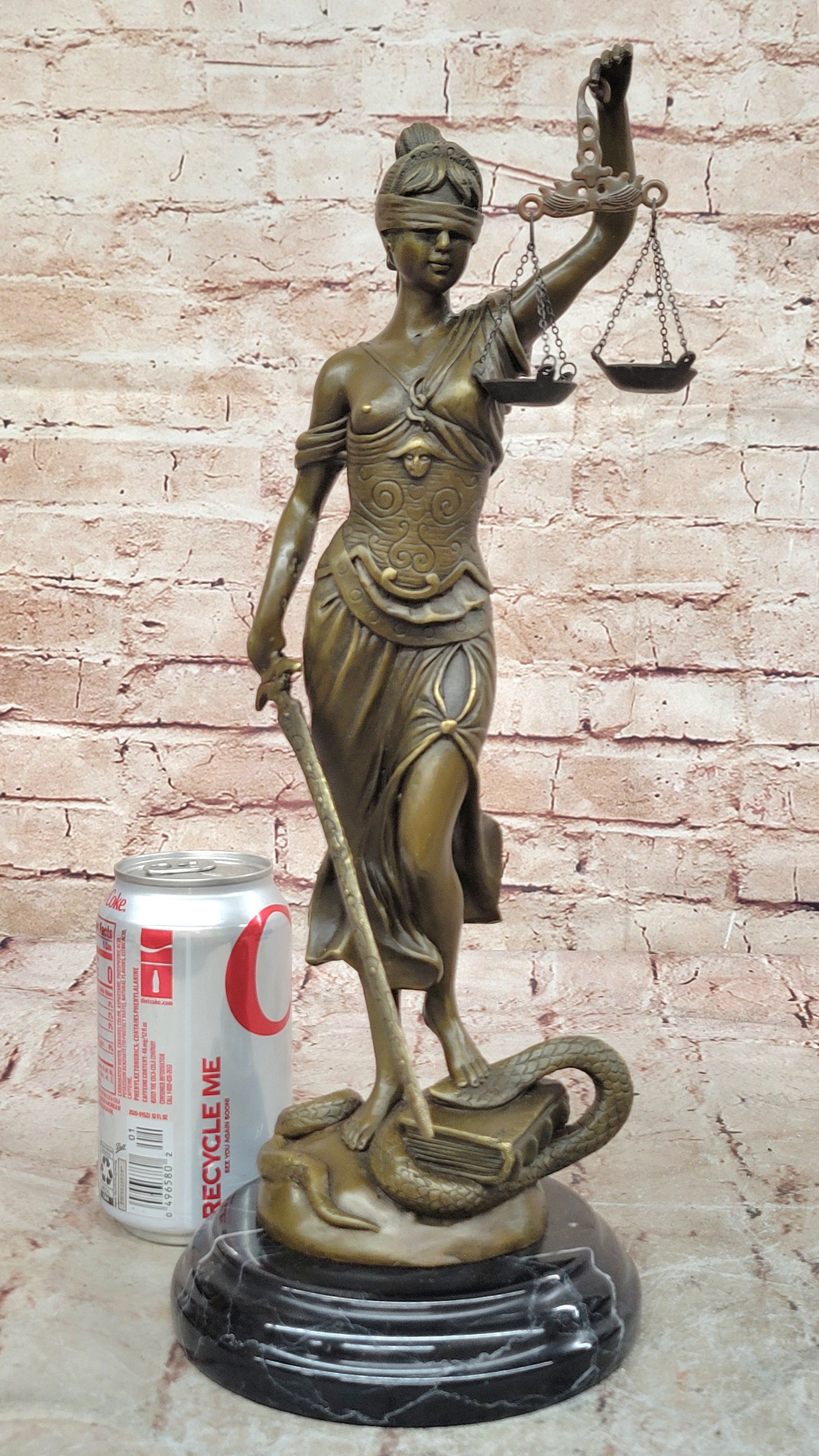 Greek Lady Nude Blind Scale of Justice Bronze Statue 14" Law Lawyer Unique NEW
