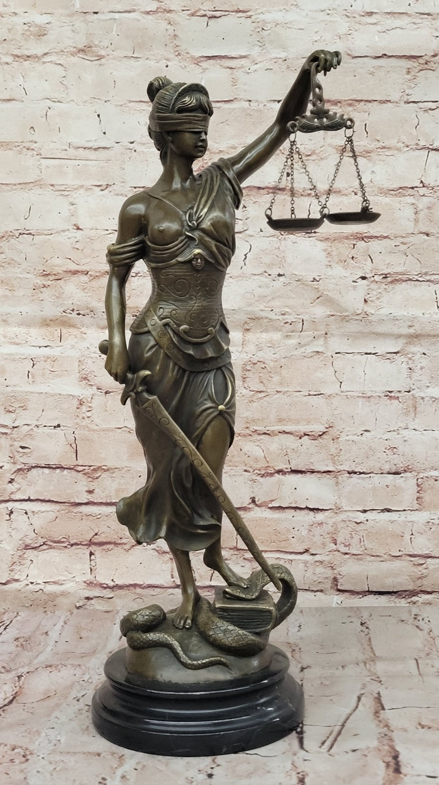 Nude Bronze Sculpture Blind Justice Justica Lawyer Judge Hot Cast Marble Figurine
