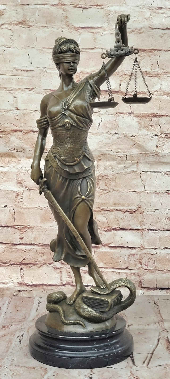 Nude Bronze Sculpture Blind Justice Justica Lawyer Judge Hot Cast Marble Figurine