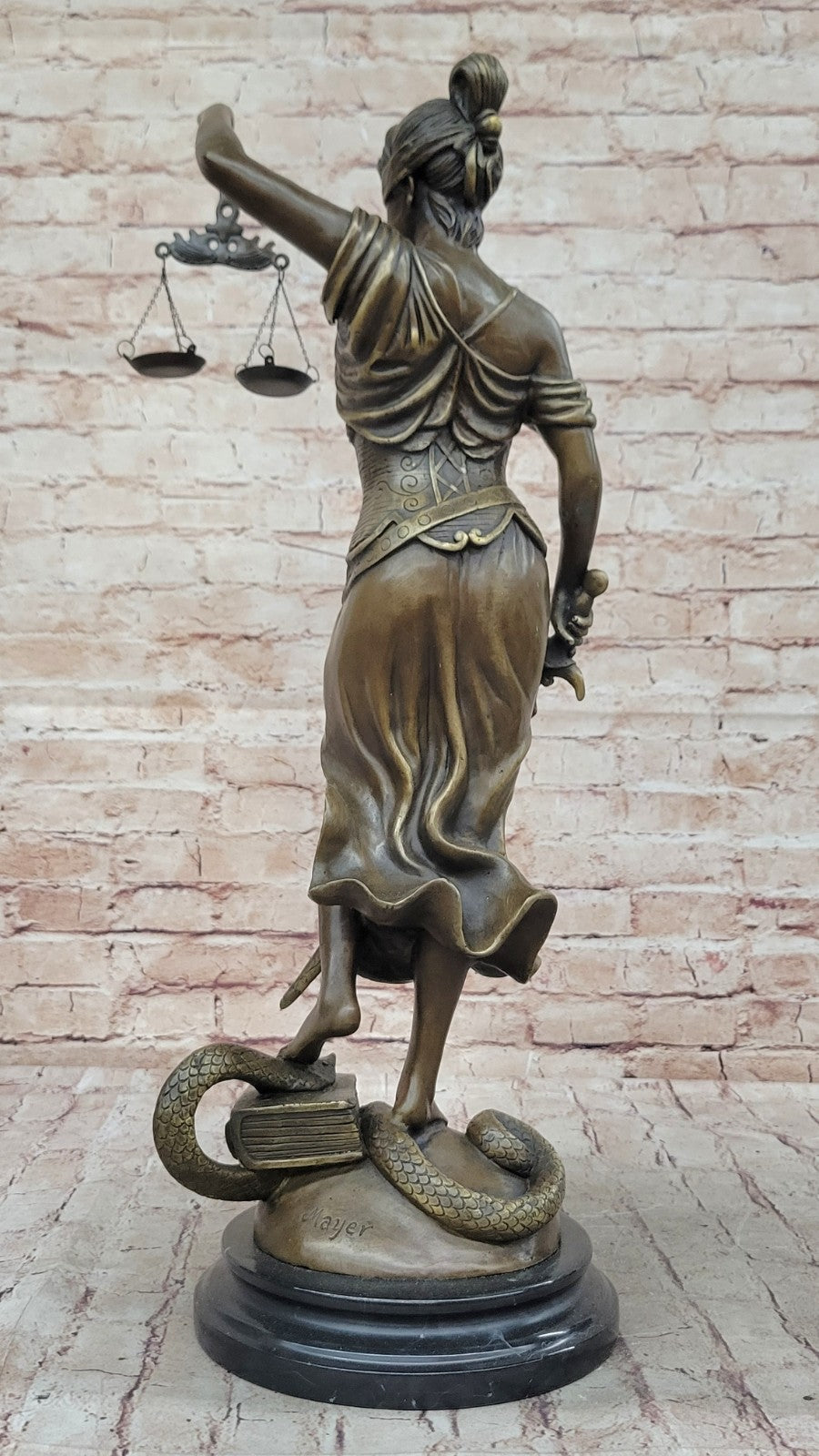 Bronze Sculpture Large Blind Justice Lady Law Decoration Scale Sword Handmade