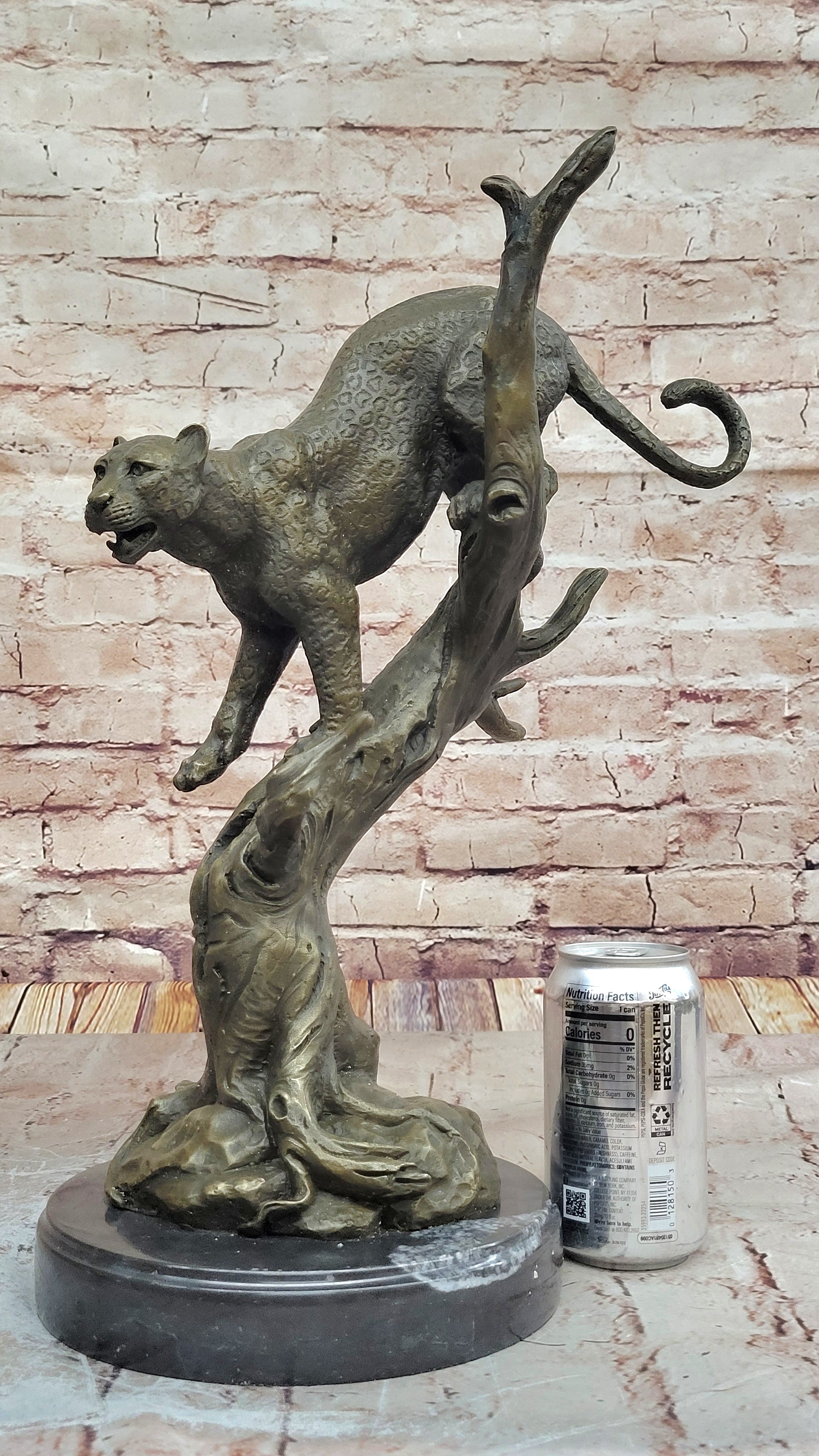 Hand Made Statue Lion Cougar Bobcat Panther Lynx Puma Art Bronze Sculpture decor