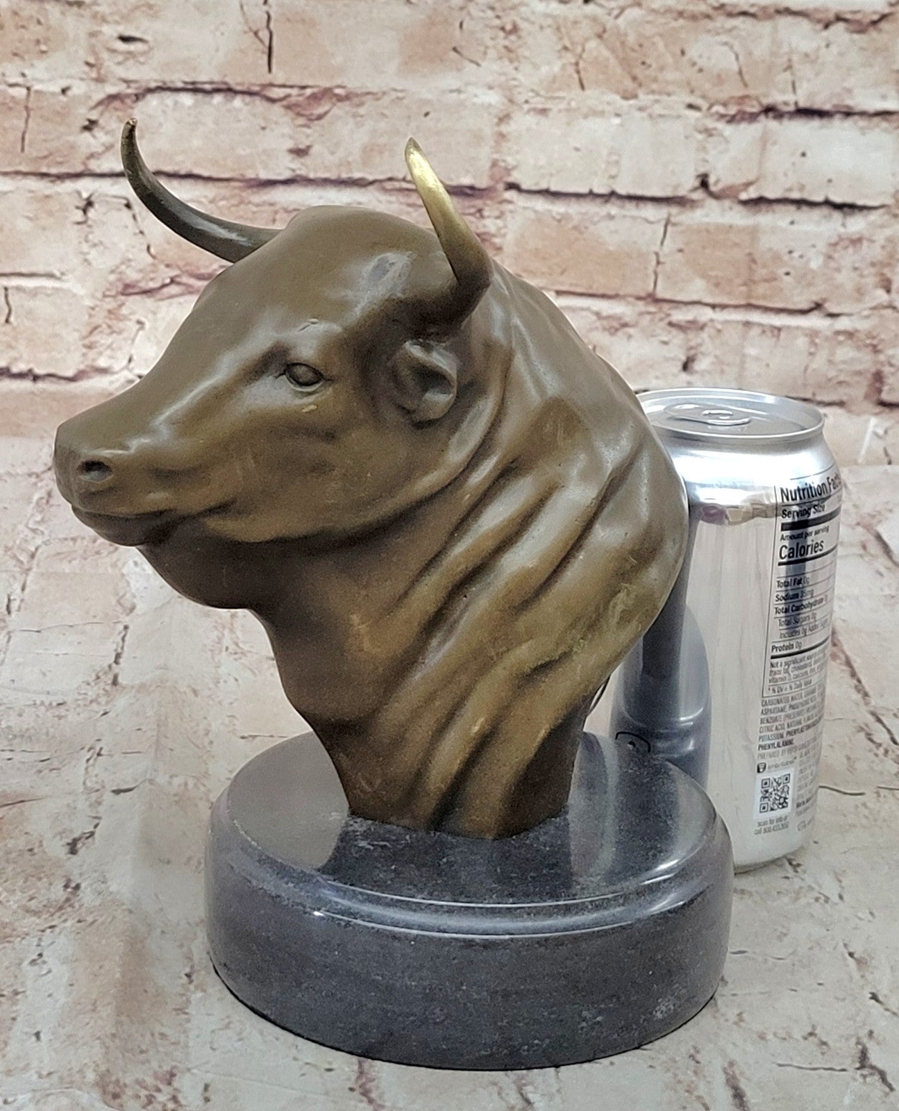 Stock Market Bull Bust - Wall Street Real Bronze Statue Figurine 8.5"H Lost Wax