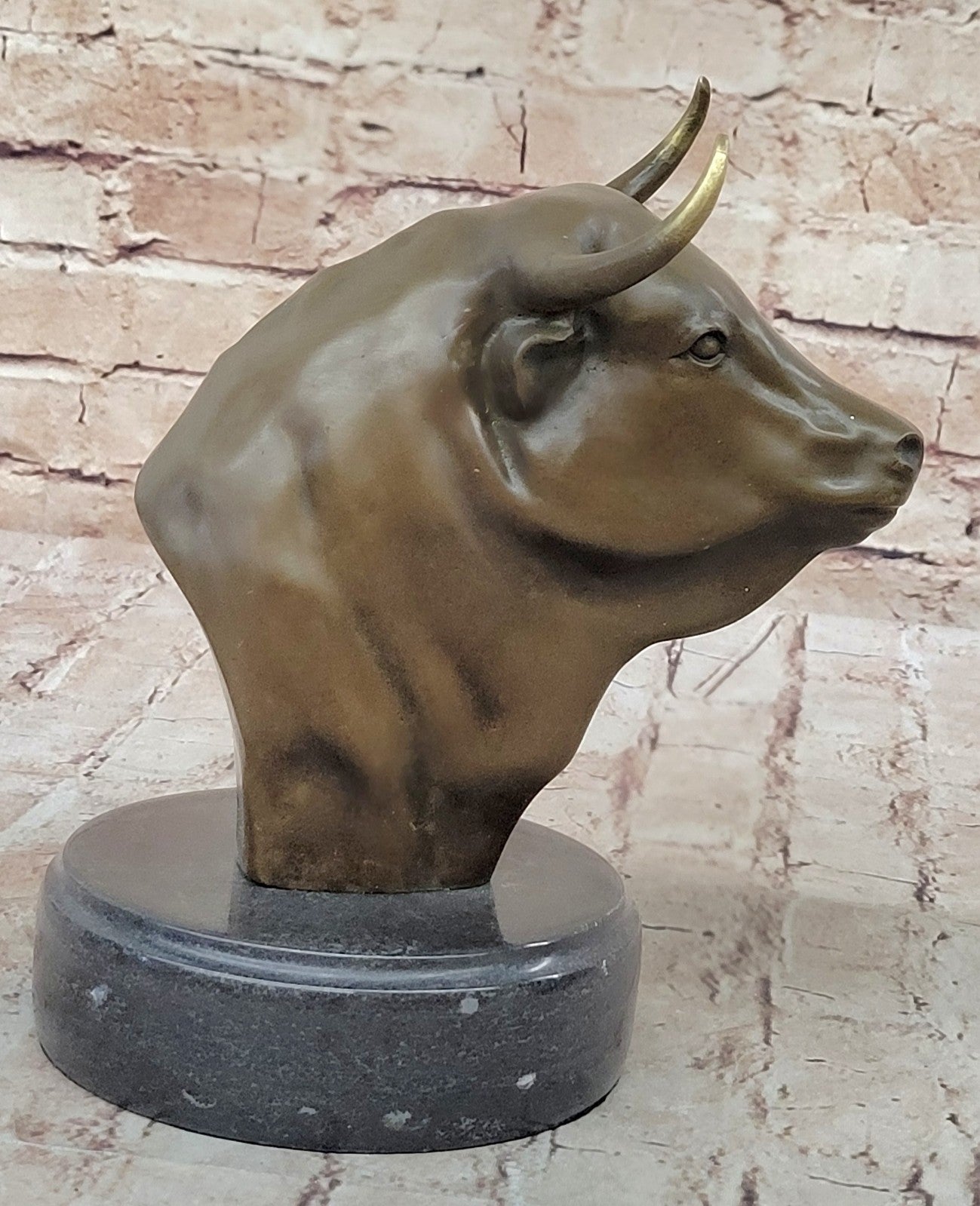 Stock Market Bull Bust - Wall Street Real Bronze Statue Figurine 8.5"H Lost Wax