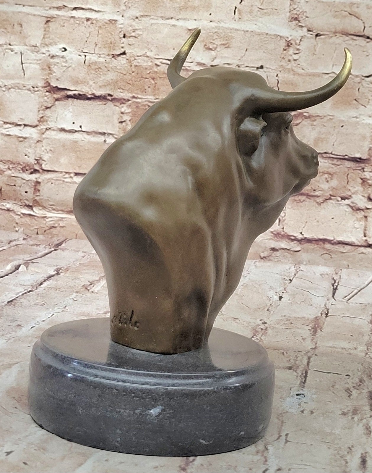 Stock Market Bull Bust - Wall Street Real Bronze Statue Figurine 8.5"H Lost Wax