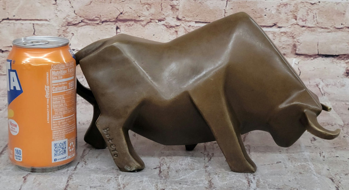 Hot Cast Detailed Surrealist Botero Bull Hand Made by Lost Wax Method Bronze Statue