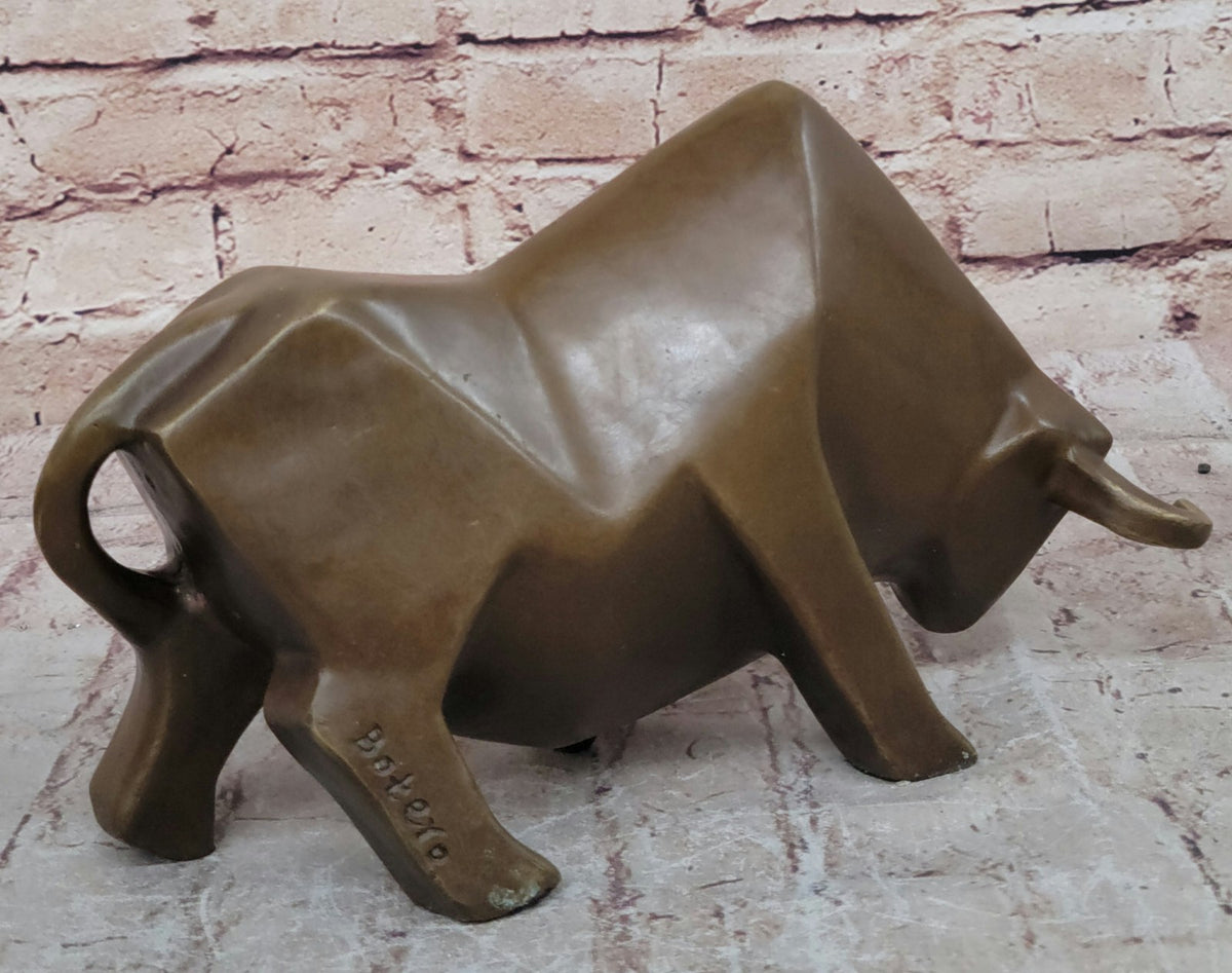 Hot Cast Detailed Surrealist Botero Bull Hand Made by Lost Wax Method Bronze Statue