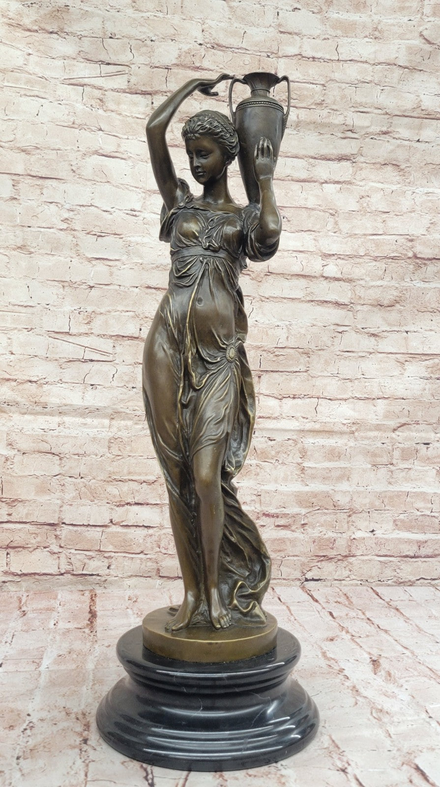 Handcrafted Museum Quality Classic Victorian Girl Artwork Bronze Sculpture Stat
