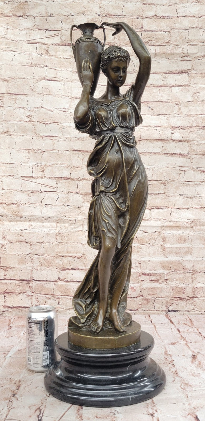 ART NOUVEAU STATUE SCULPTURE CARRIER YOUNG MAIDENS GUILDED BRONZE OR SPELTER FIGURINE