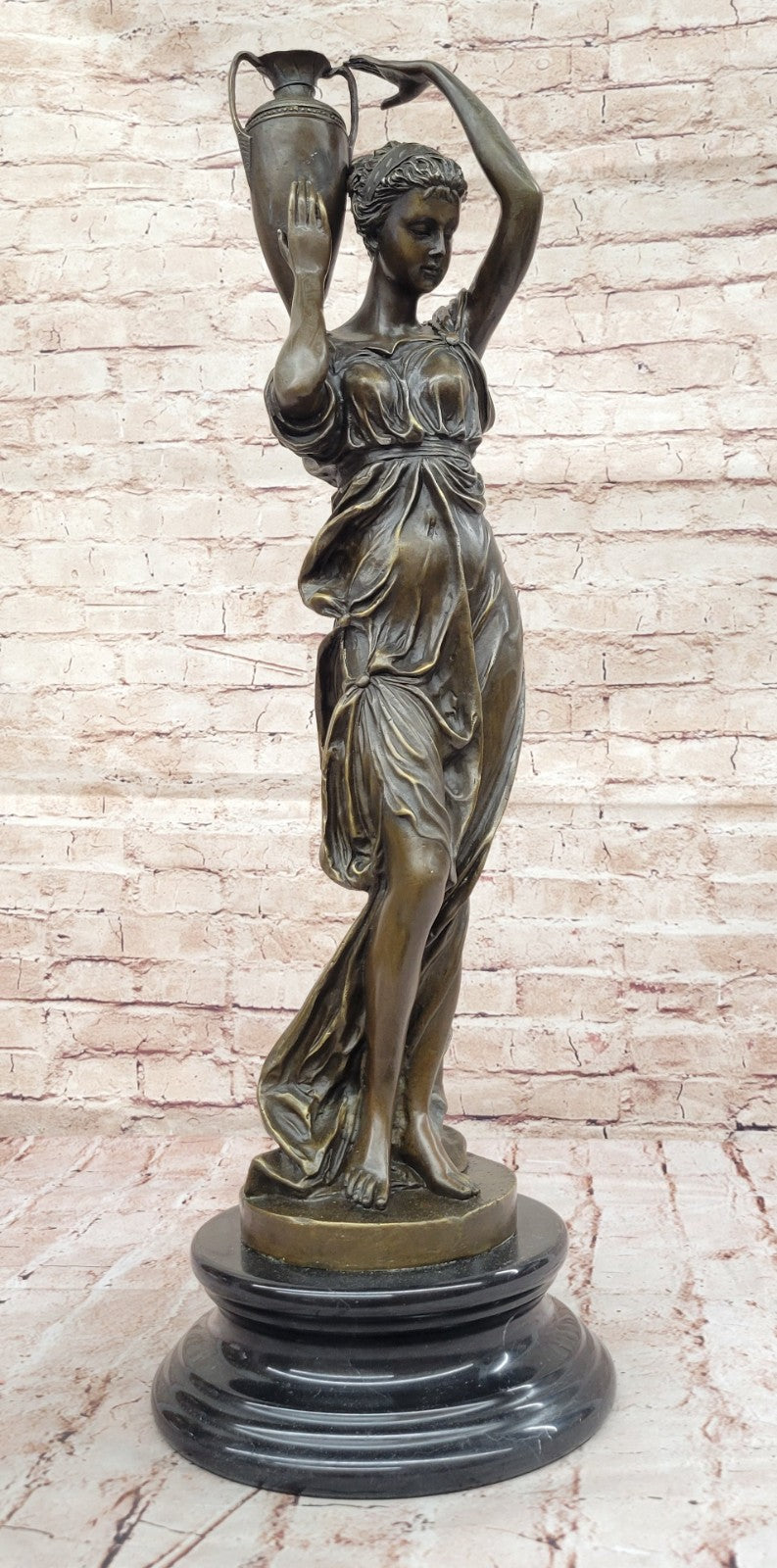 ART NOUVEAU STATUE SCULPTURE CARRIER YOUNG MAIDENS GUILDED BRONZE OR SPELTER FIGURINE