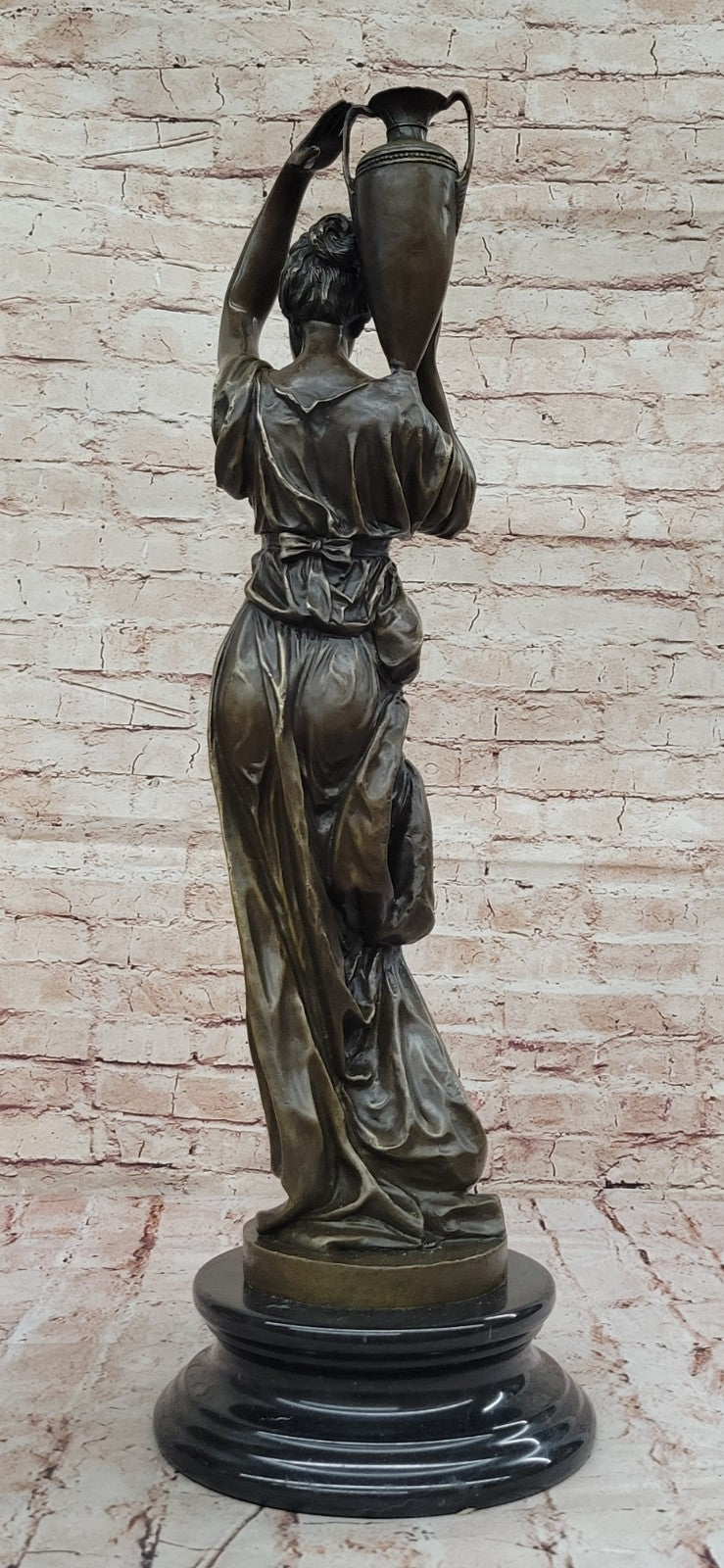 ART NOUVEAU STATUE SCULPTURE CARRIER YOUNG MAIDENS GUILDED BRONZE OR SPELTER FIGURINE