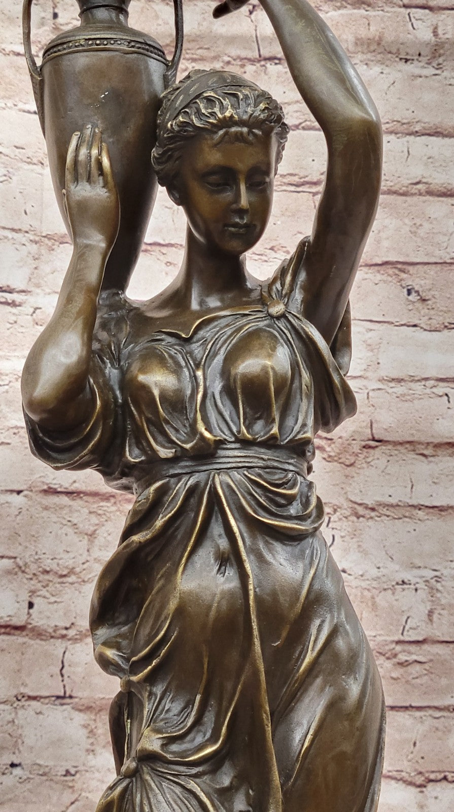 ART NOUVEAU STATUE SCULPTURE CARRIER YOUNG MAIDENS GUILDED BRONZE OR SPELTER FIGURINE