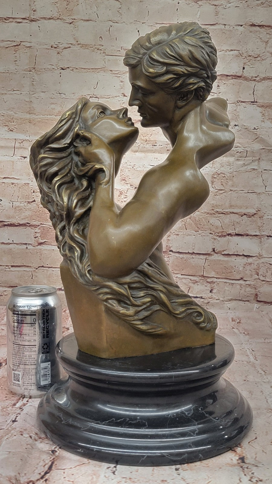 Western Two Nude Couple Kissing Bronze Sculpture Hot Cast Figurine