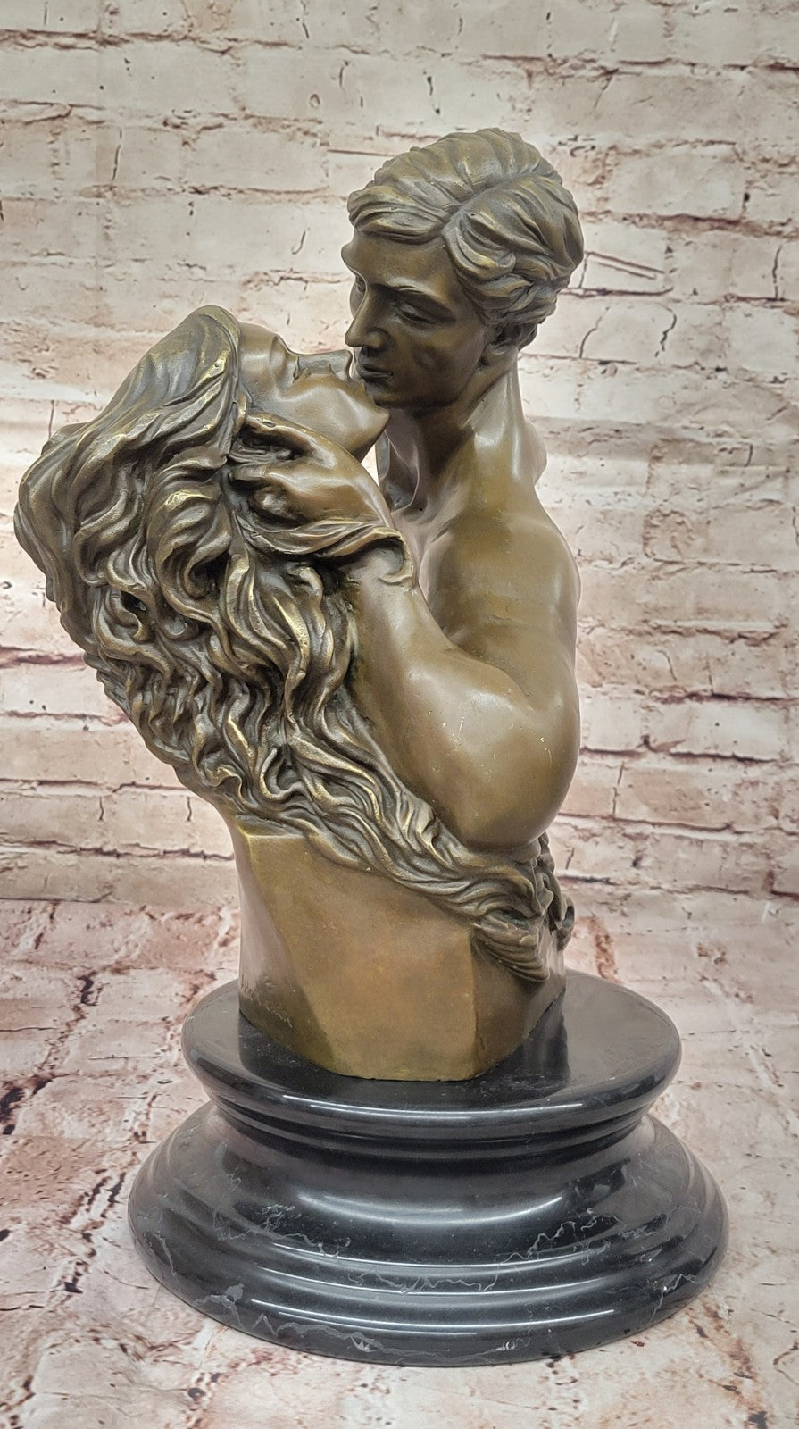 Western Two Nude Couple Kissing Bronze Sculpture Hot Cast Figurine