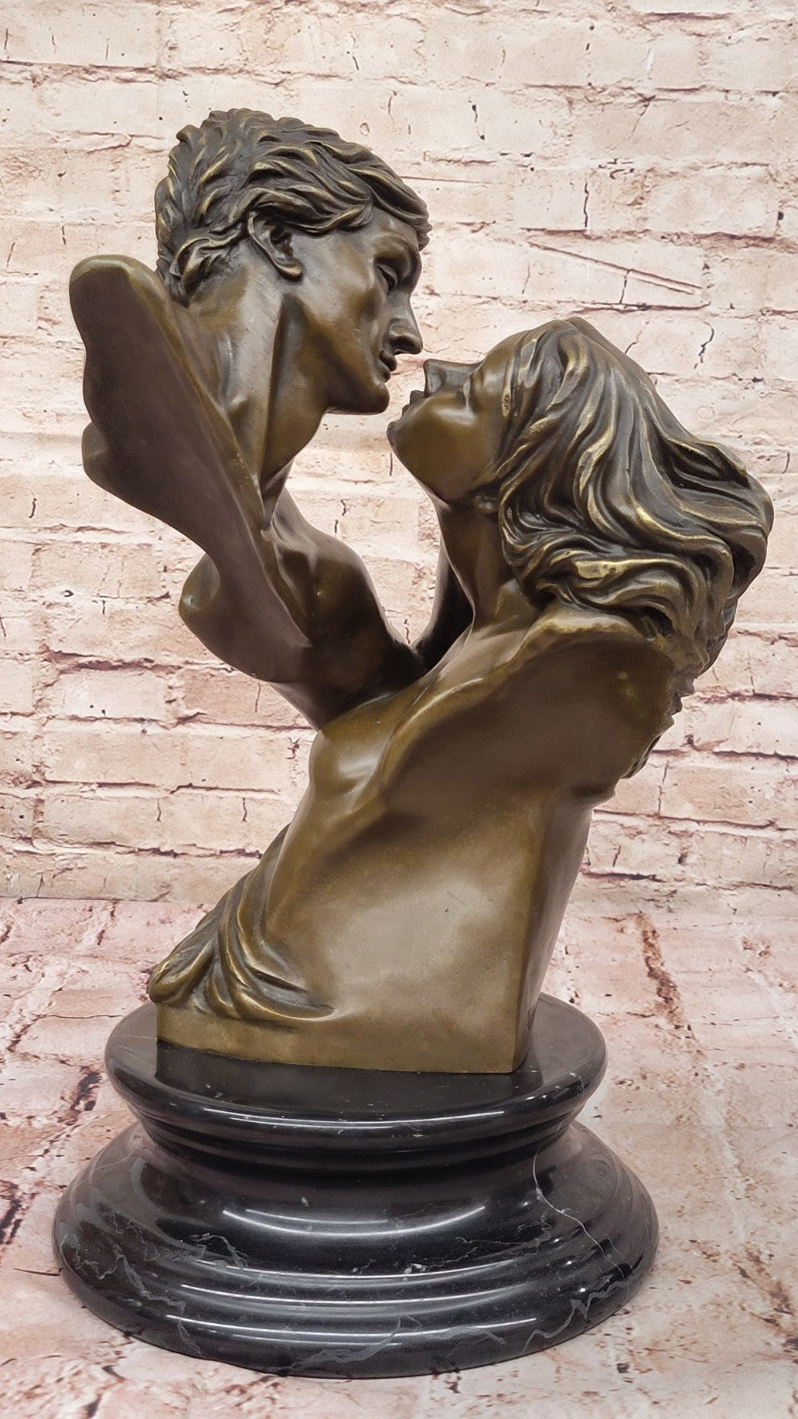 Western Two Nude Couple Kissing Bronze Sculpture Hot Cast Figurine