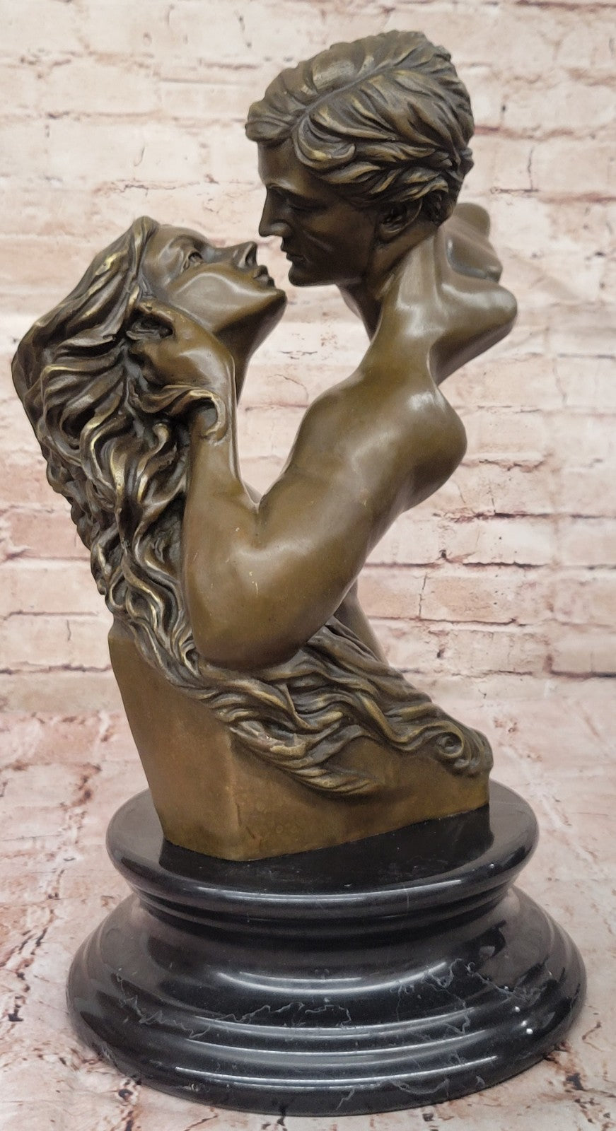 Western Two Nude Couple Kissing Bronze Sculpture Hot Cast Figurine