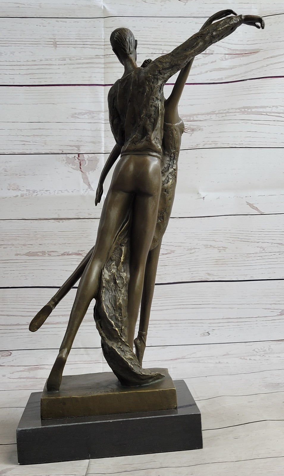 Bronze Sculpture Statue Home Office Unique Two Semi Nude Couple Ballerina Dancer