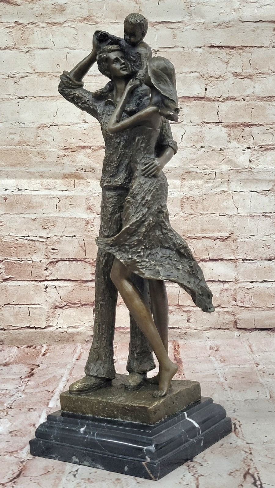 Handcrafted Detailed Mom and dad and their Love Child Bronze Masterpiece Sale