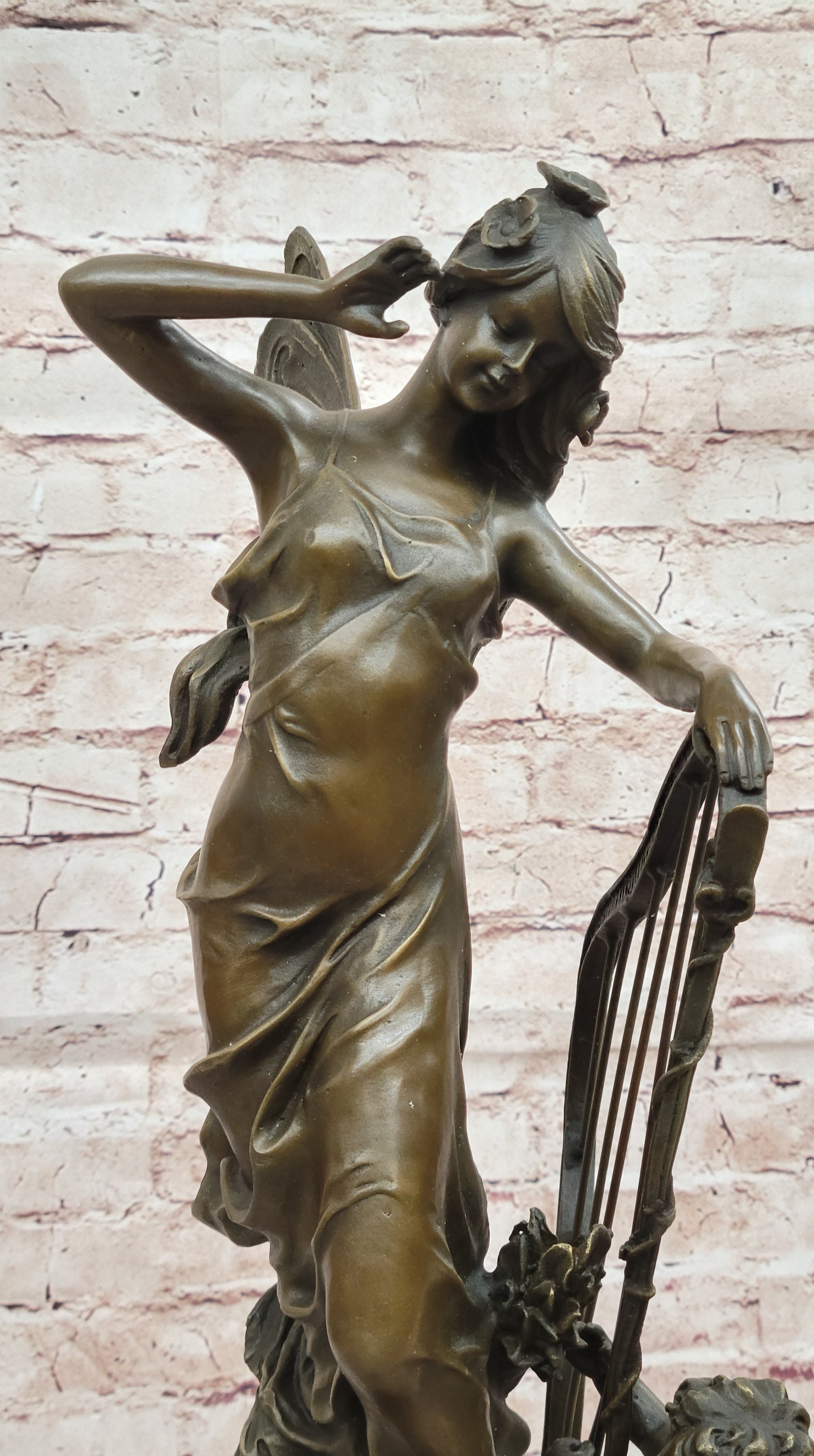 Butterfly Girl Angel Nymph Fairy Fantasy Collectible Bronze Marble Statue Art Deco