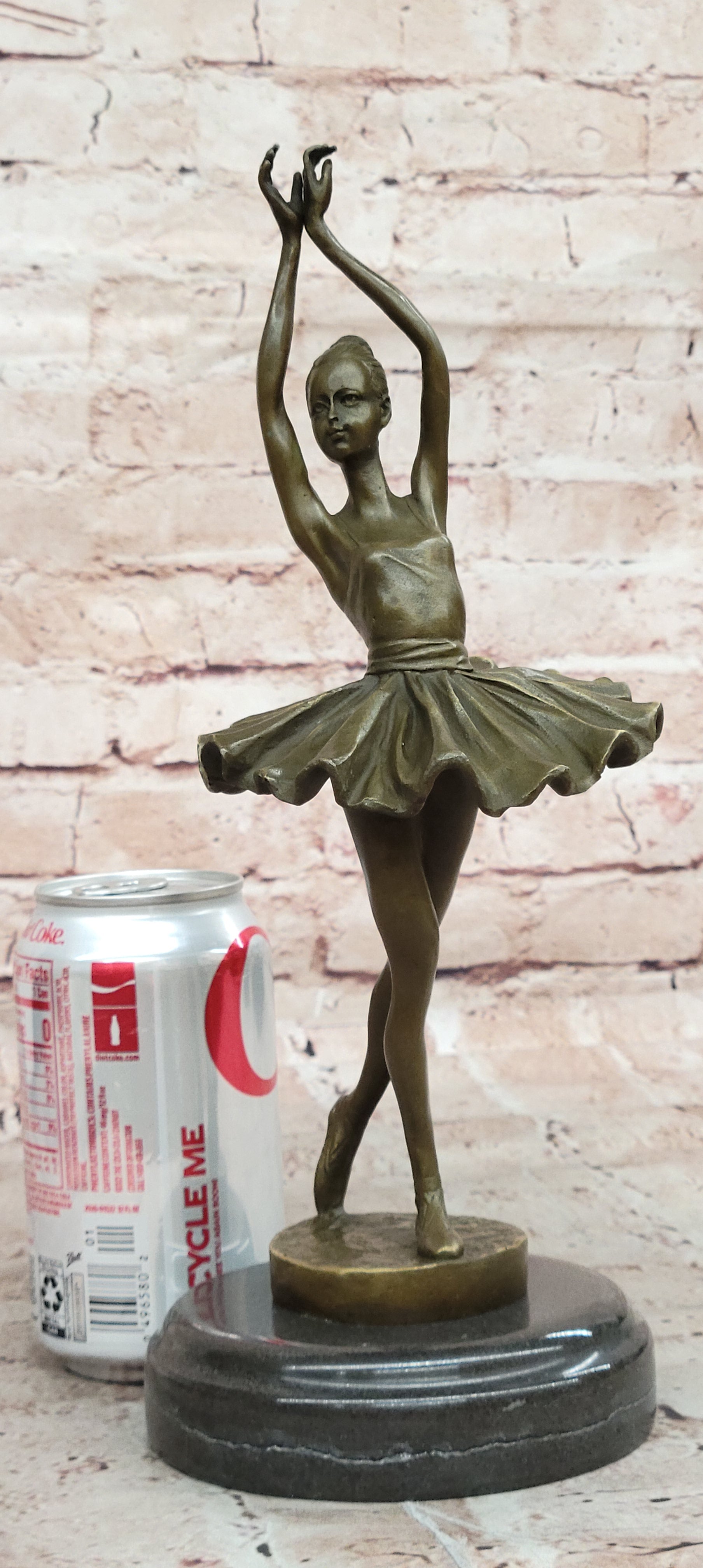 Prima Ballerina Bronze Sculpture Art Nouveau Deco Marble Base Figurine Statue