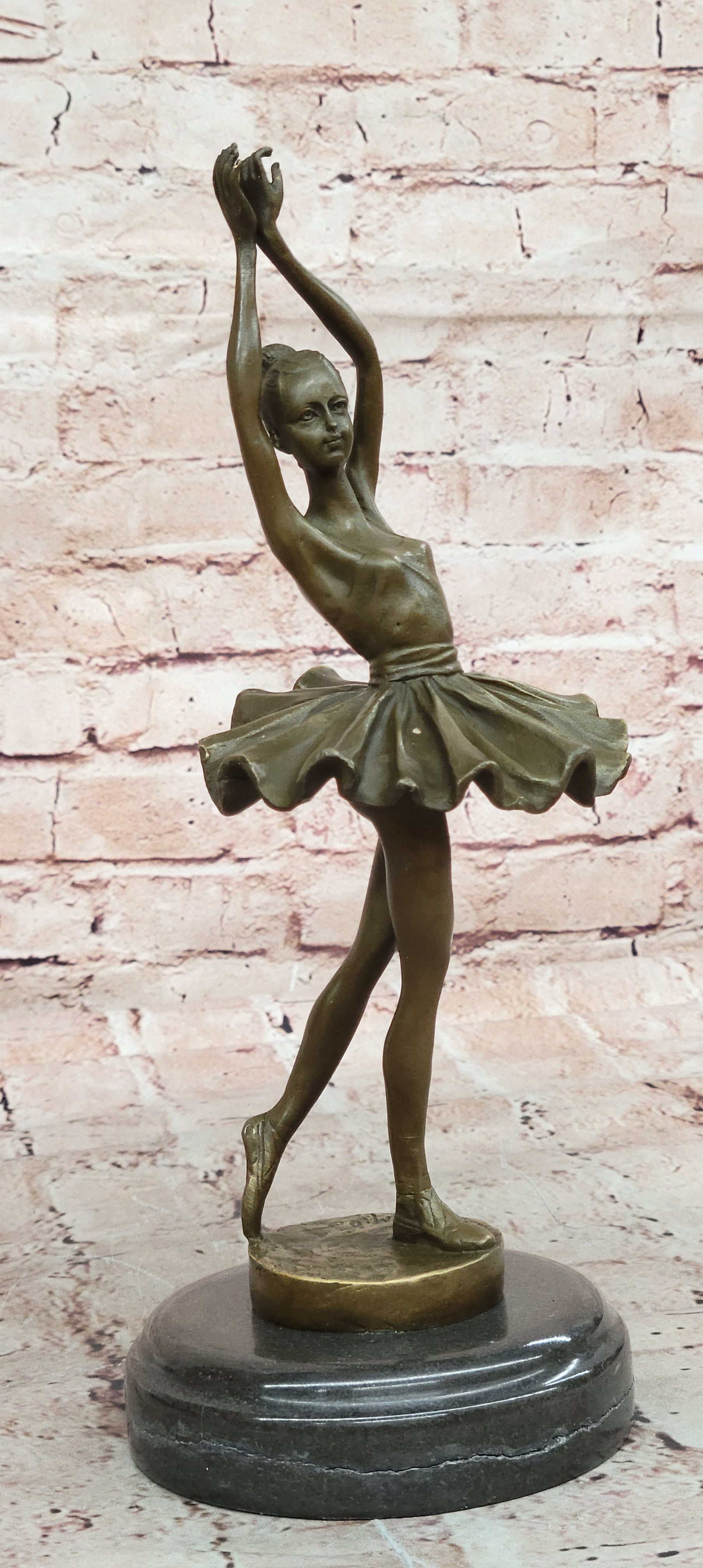 Prima Ballerina Bronze Sculpture Art Nouveau Deco Marble Base Figurine Statue